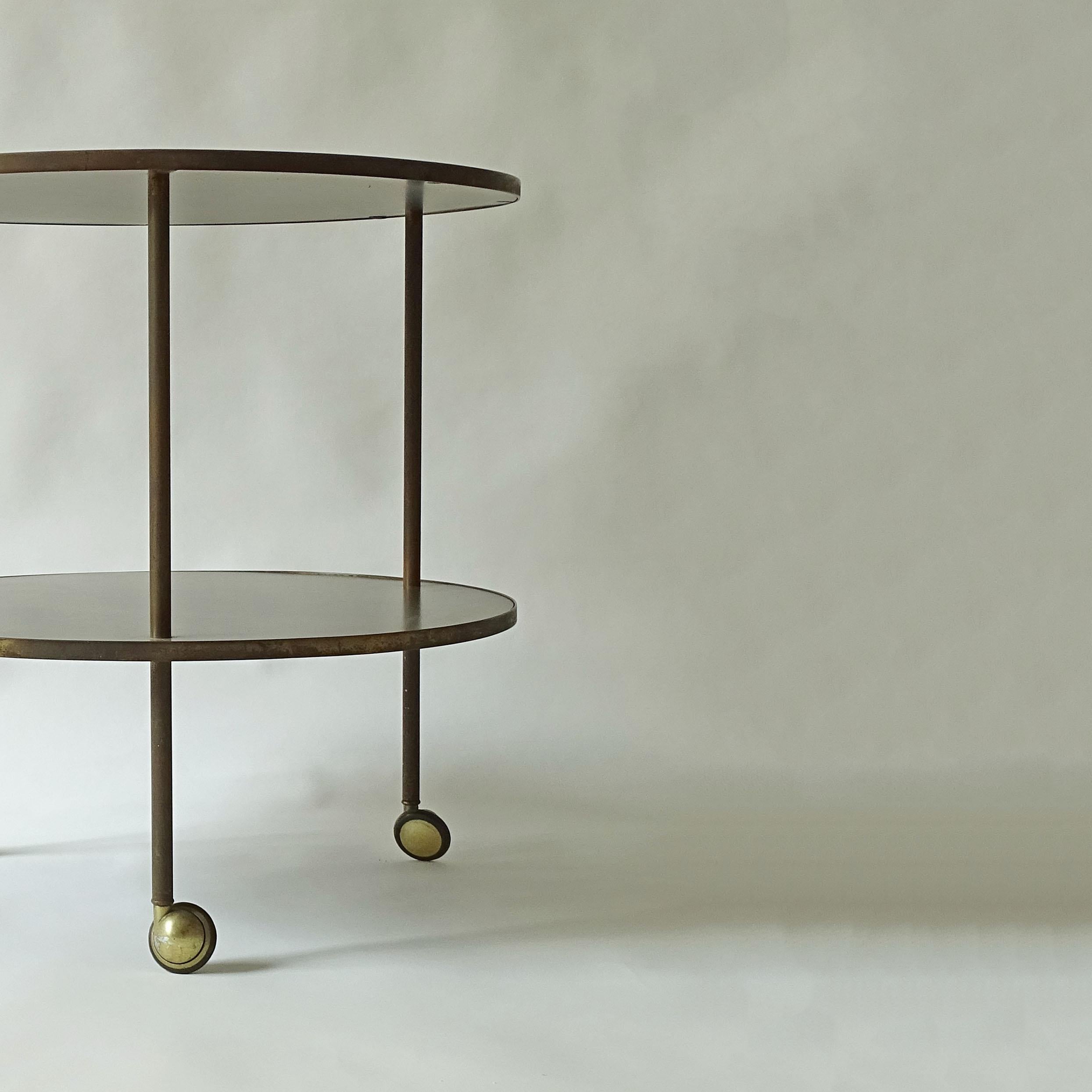 Brass Luigi Caccia Dominioni Early T6 Two-Tier Cart Table for Azucena 1950s For Sale
