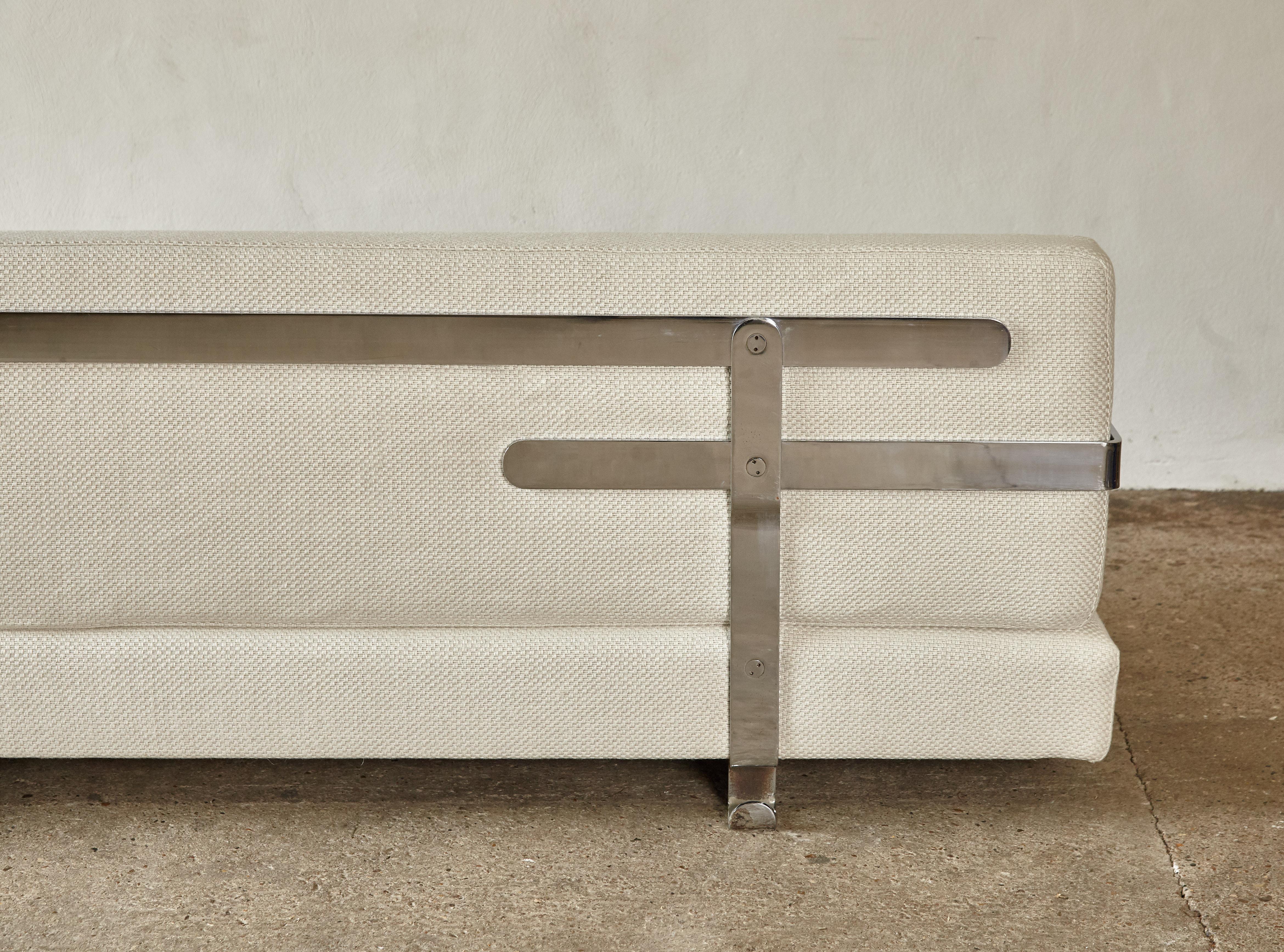 Fabric Luigi Caccia Dominioni Fasce Cromate Sofa, Model P11, Azucena, Italy, 1960s