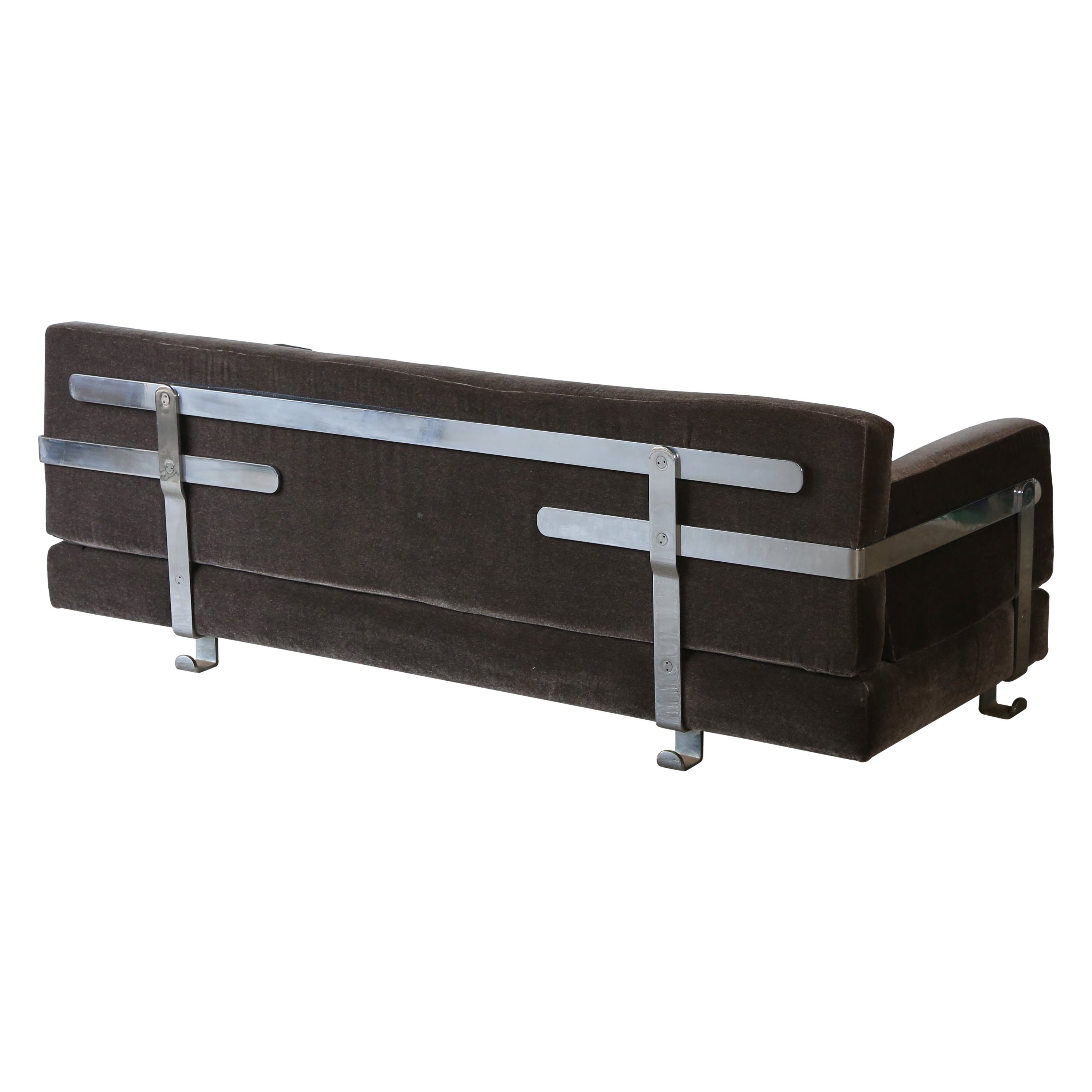 Luigi Caccia Dominioni Fasce: Cromate-Sofa aus Mohair, Italien, 1960er Jahre im Angebot