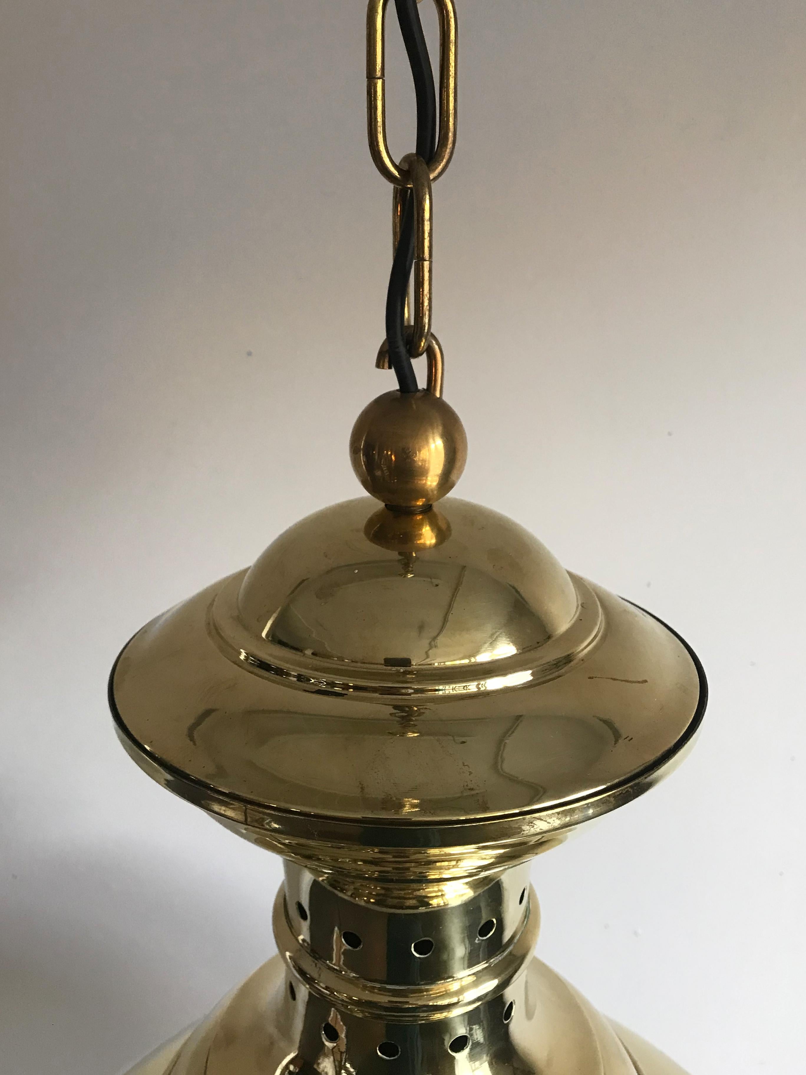 Luigi Caccia Dominioni for Azucena Big Brass Glass Pendant Lamp, 1954 1