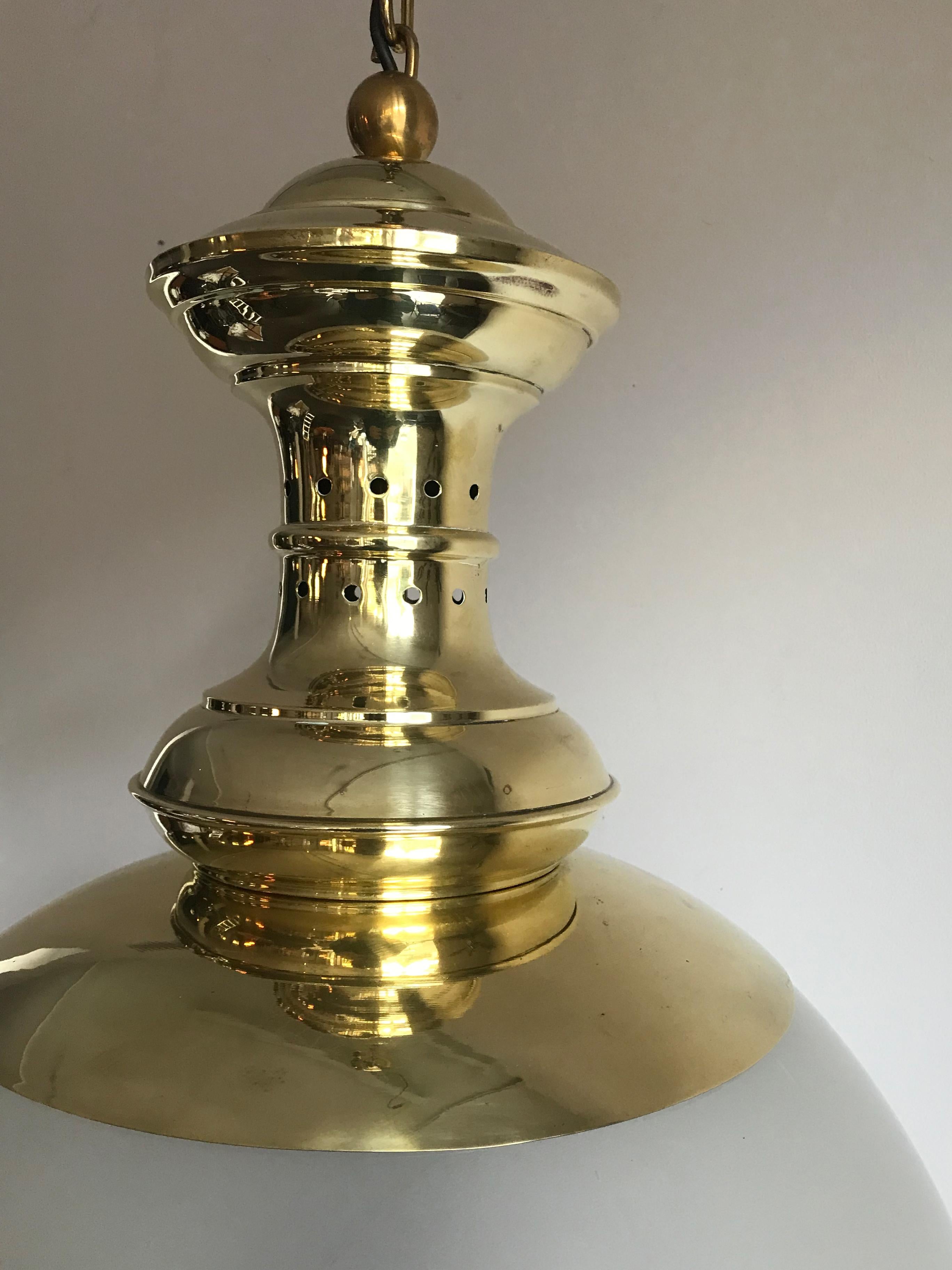 Luigi Caccia Dominioni for Azucena Big Brass Glass Pendant Lamp, 1954 2