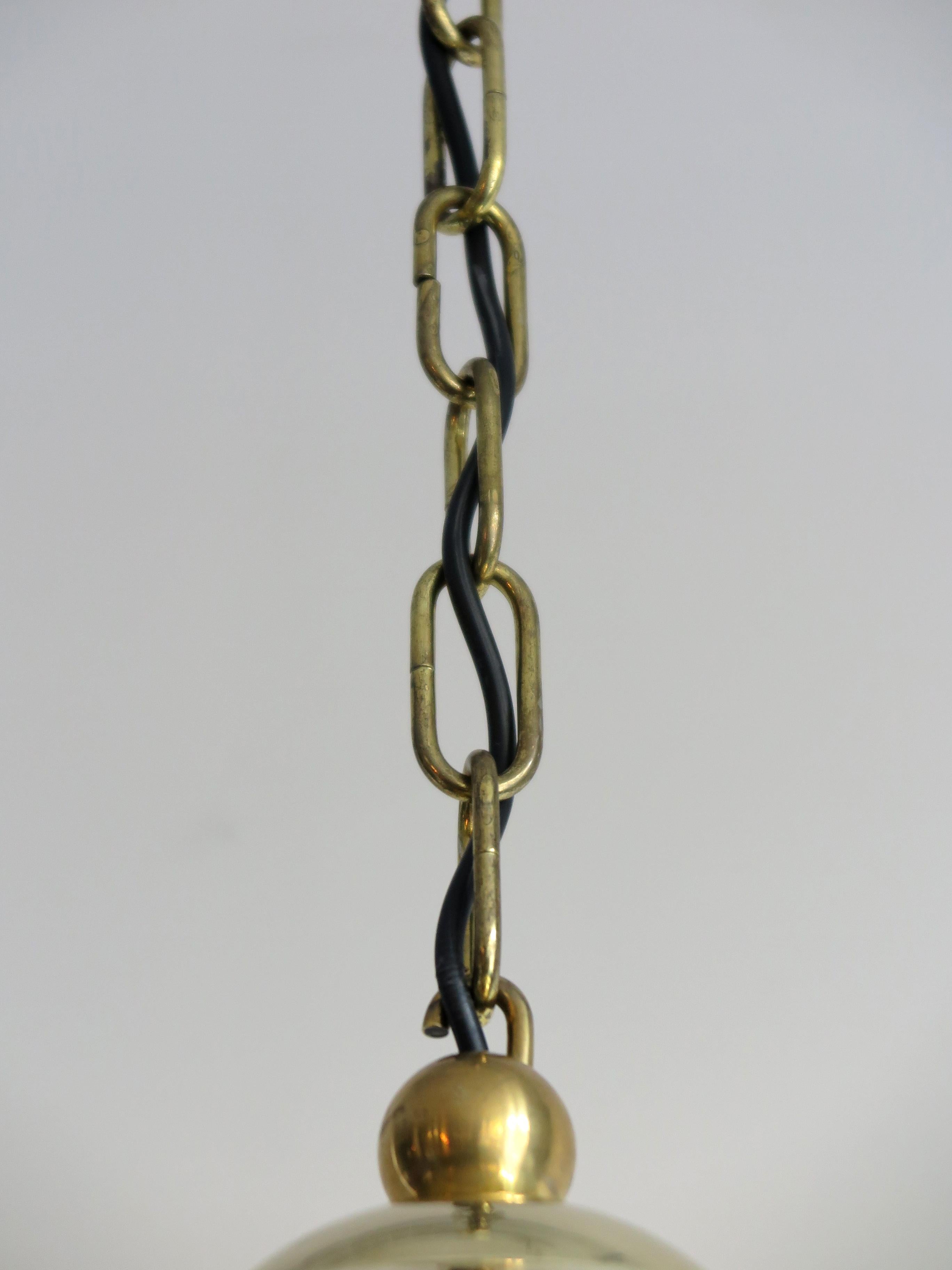 Luigi Caccia Dominioni for Azucena Big Brass Glass Pendant Lamp, 1954 3