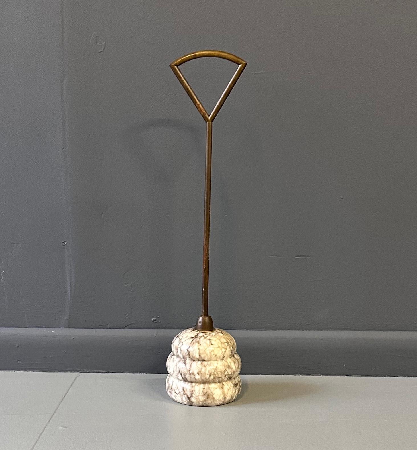 Luigi Caccia Dominioni for Azucena Brass and Marble Doorstop Mid Century In Good Condition For Sale In Philadelphia, PA
