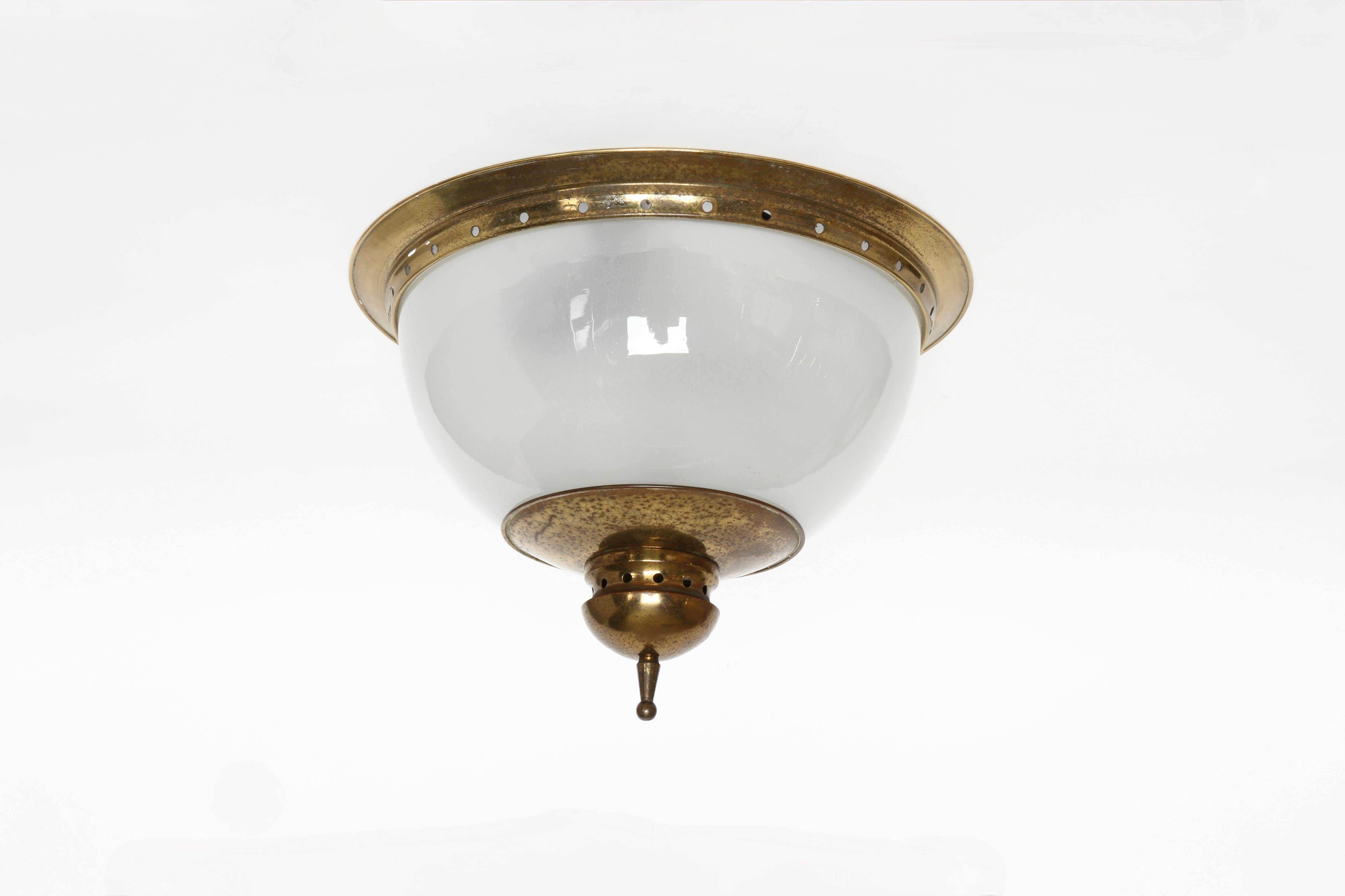 Luigi Caccia Dominioni for Azucena wall or ceiling light
Made in Italy, 1960s
Opalescent glass, brass
Takes 2 Edison base bulbs
Complimentary US rewiring upon request
Price is for 1 light
3 lights are available.

We take pride in bringing vintage