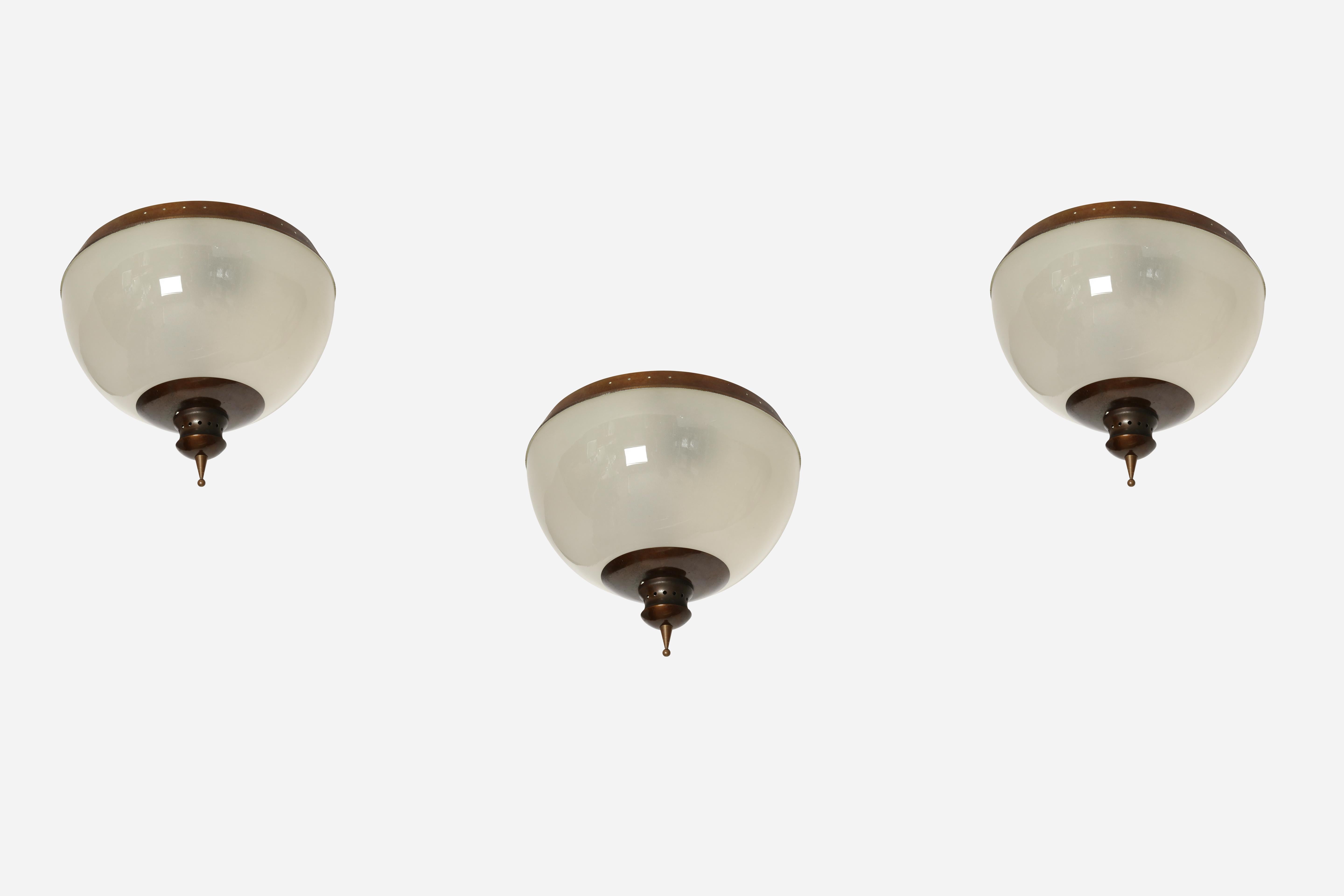 Luigi Caccia Dominioni for Azucena wall or ceiling light
Made in Italy, 1960s
Opalescent glass, brass
Takes 2 medium base bulbs
Complimentary US rewiring upon request
Price is for 1 light
3 lights are available.

We take pride in bringing vintage