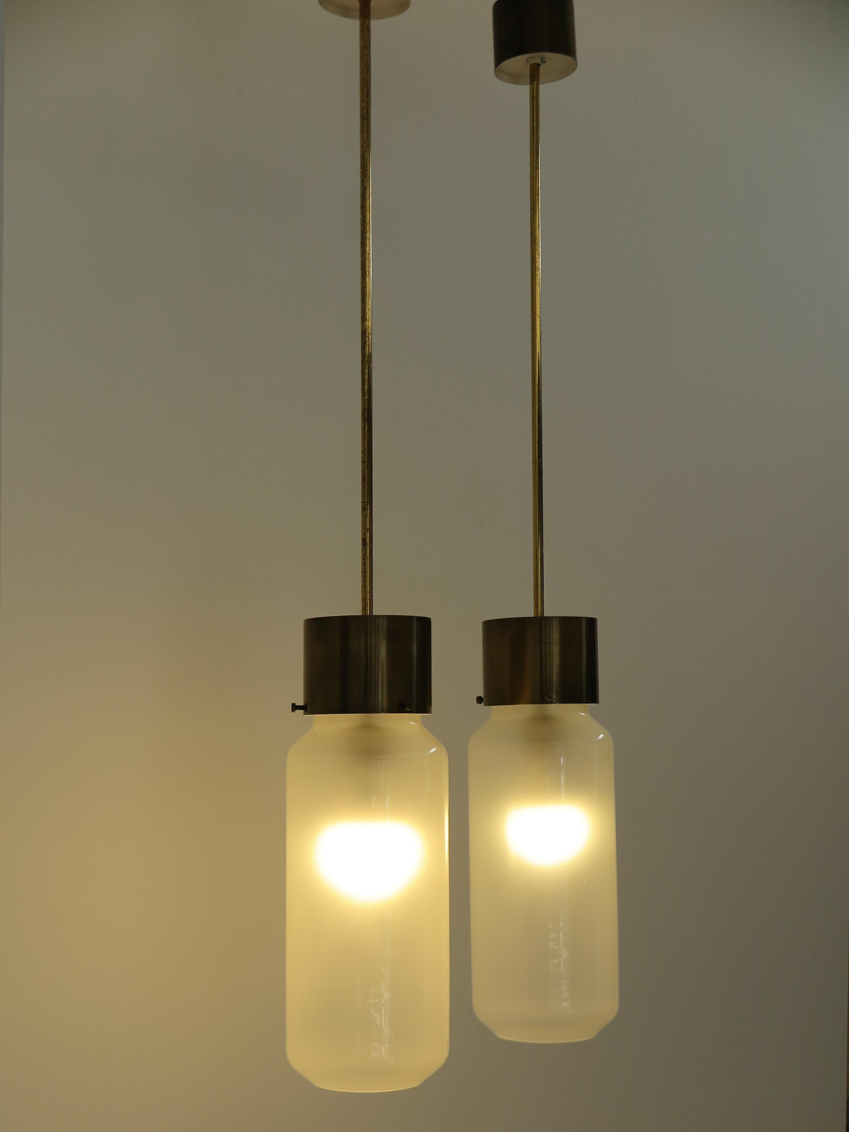 Italian midcentury modern design couple of pendant lamps 