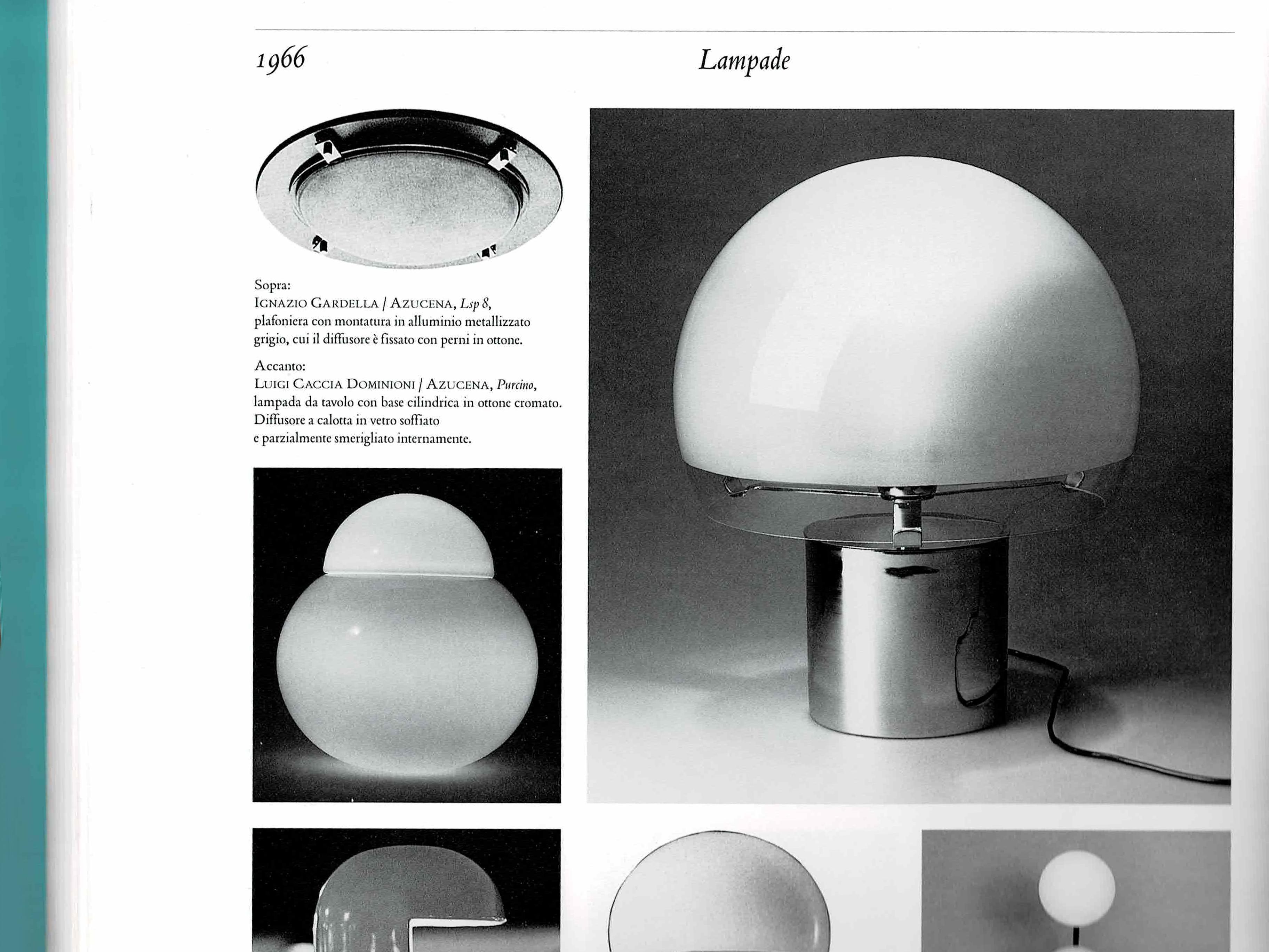 Luigi Caccia Dominioni for Azucena Italian Brass Glass Table Lamp 