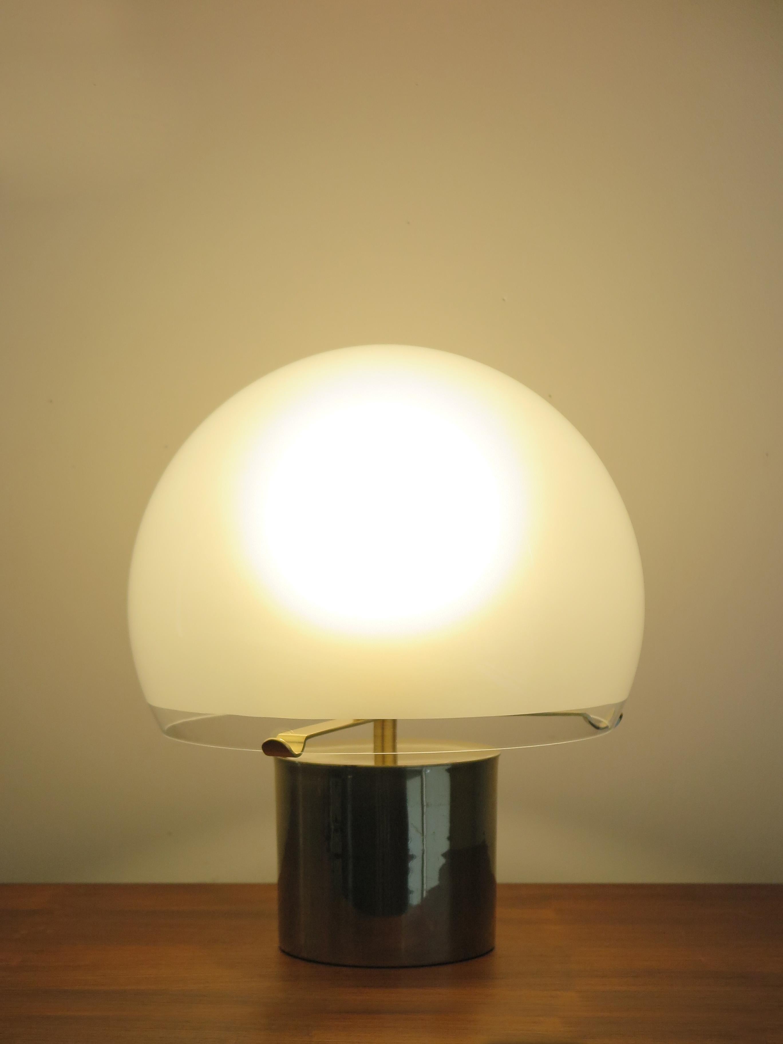 Mid-Century Modern Luigi Caccia Dominioni for Azucena Italian Brass Glass Table Lamp 