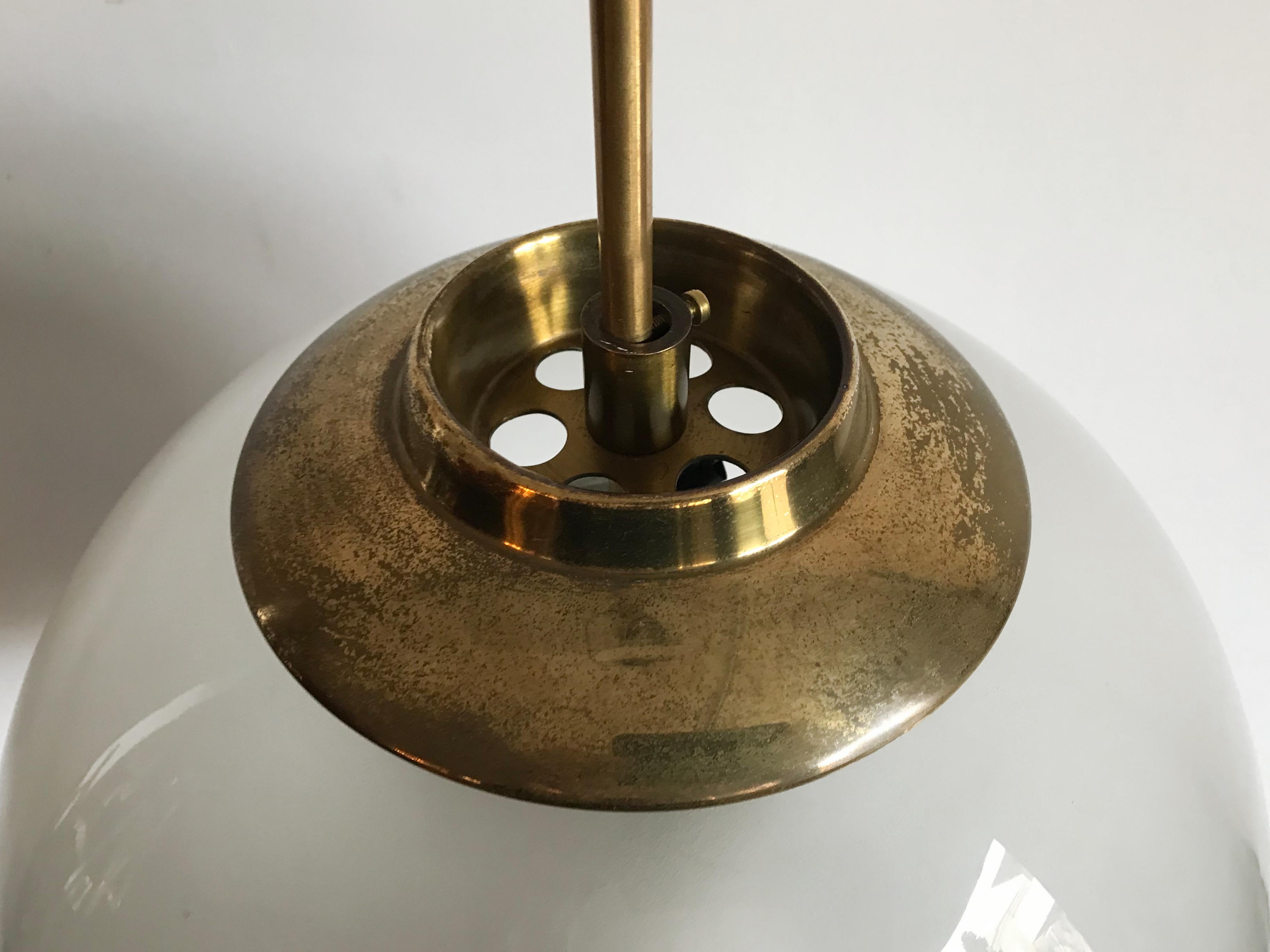Luigi Caccia Dominioni for Azucena Italian Glass Brass Pendant Lamp LS2, 1950s  4