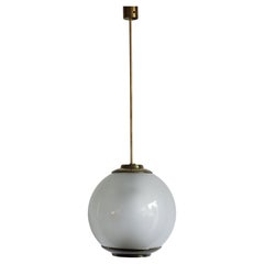 Luigi Caccia Dominioni for Azucena Italian Glass Brass Pendant Lamp LS2, 1950s 