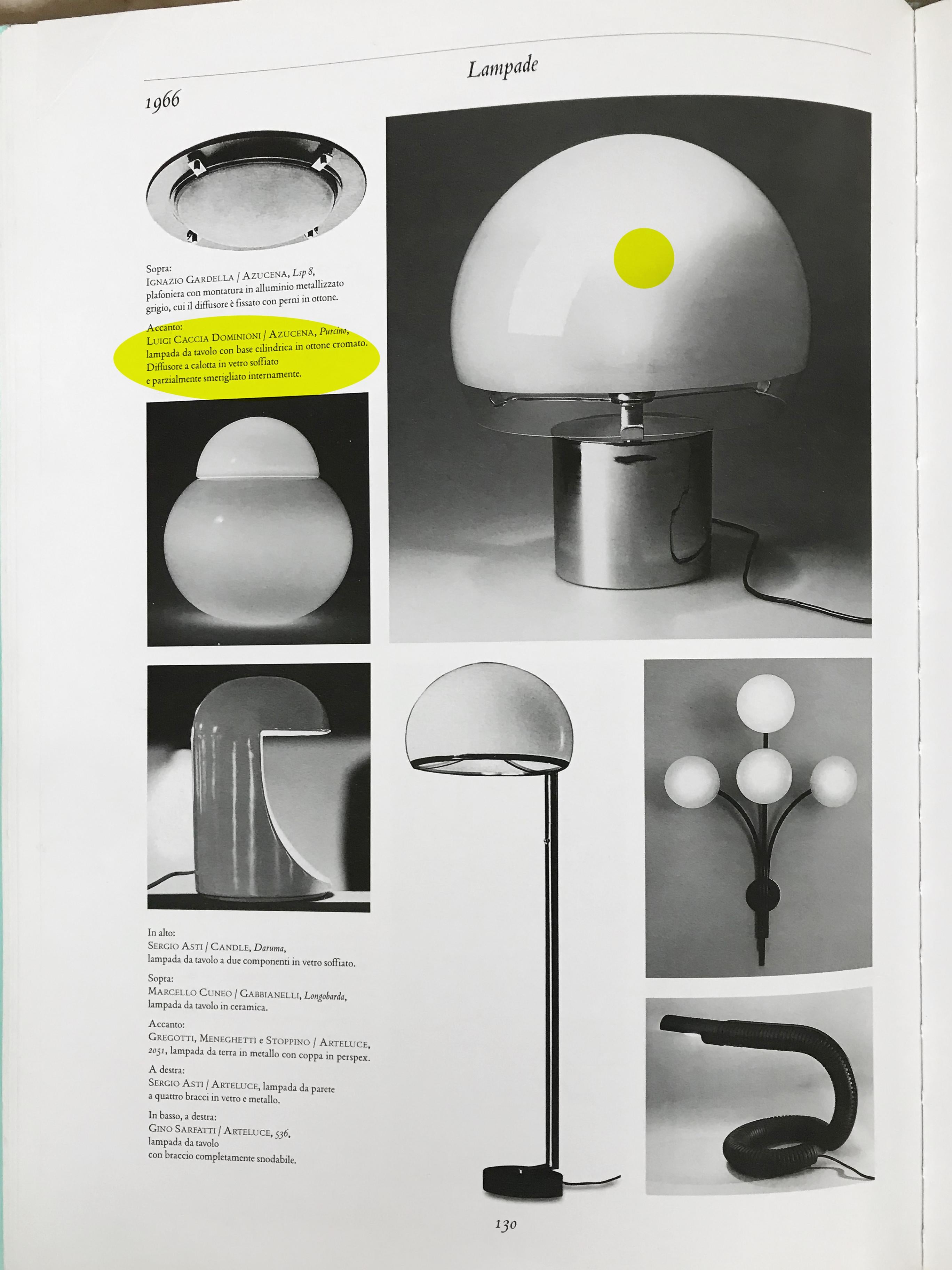 Luigi Caccia Dominioni für Azucena, Italienische Mid-Century-Tischlampe „Porcino“, Modell im Angebot 8