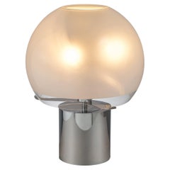 Luigi Caccia Dominioni for Azucena Table Lamp in Chrome and Frosted Glass