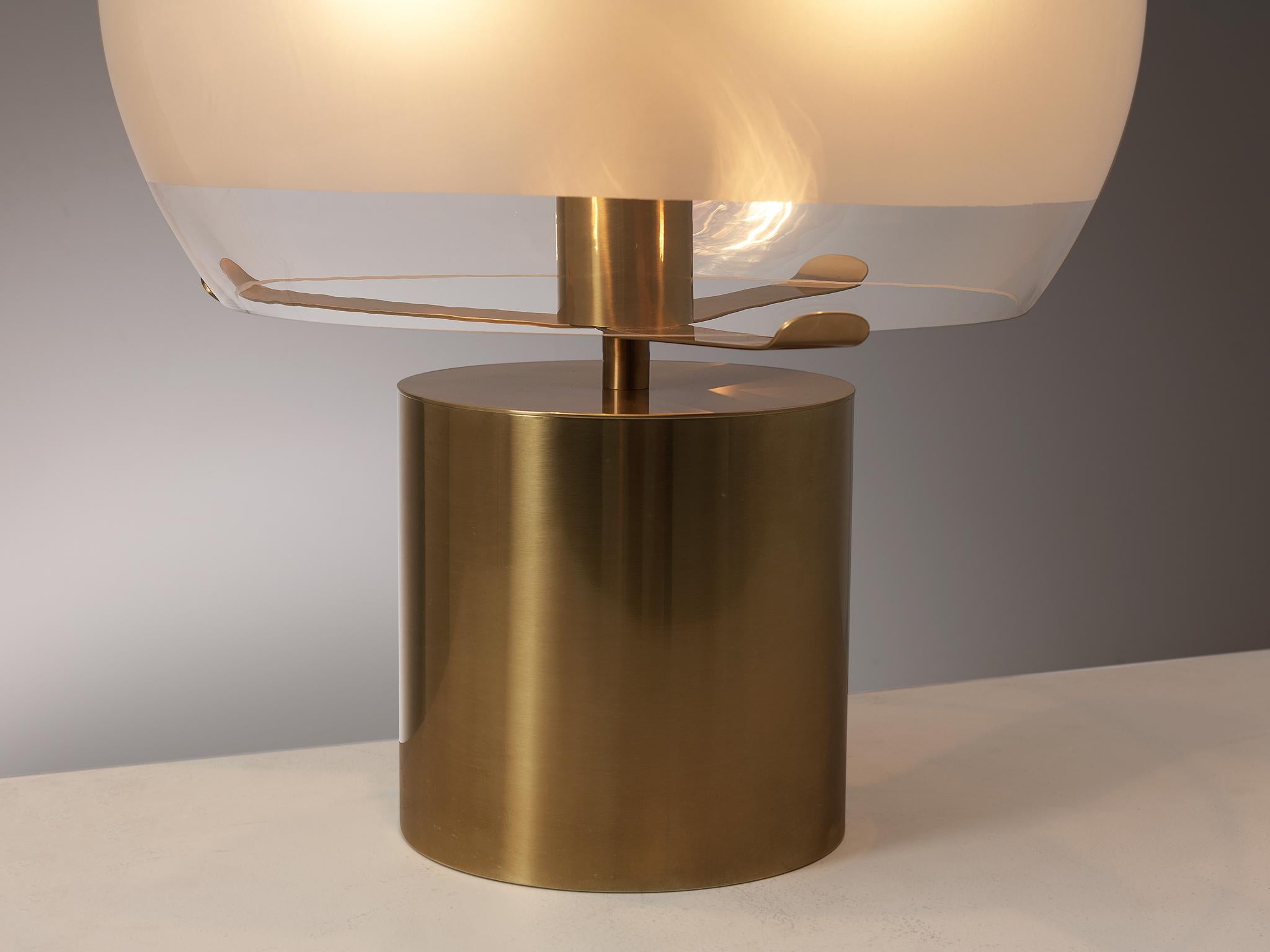 Luigi Caccia Dominioni for Azucena Table Lamps in Brass and Frosted Glass 1