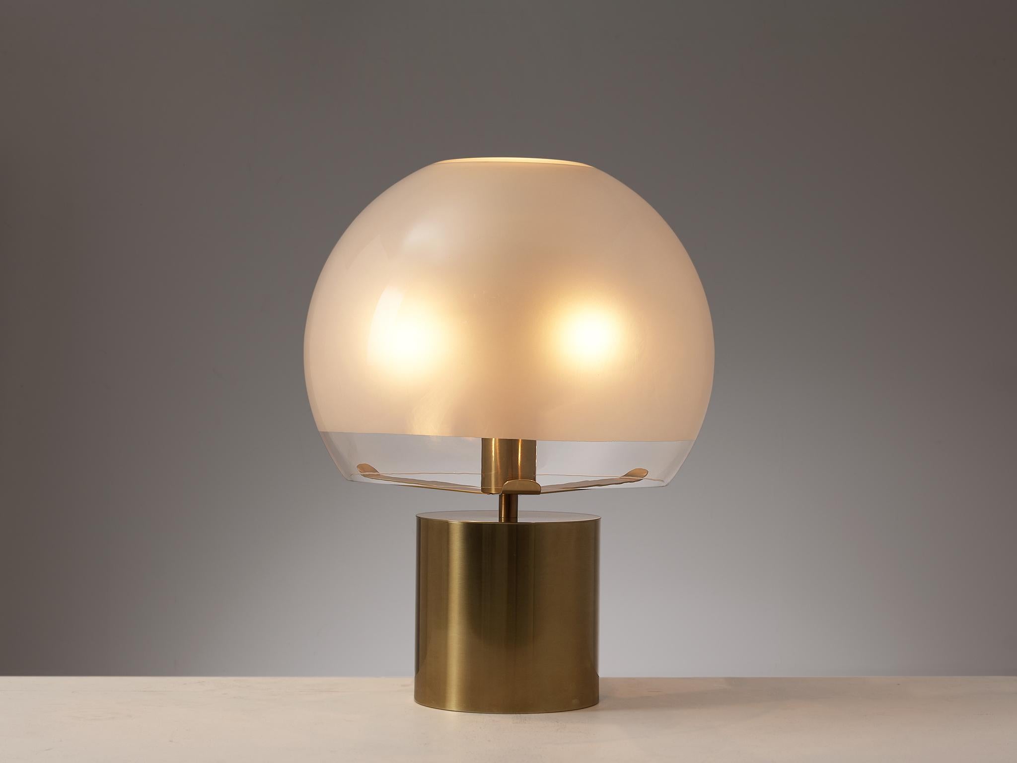 Luigi Caccia Dominioni for Azucena Table Lamps in Brass and Frosted Glass 2