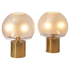 Luigi Caccia Dominioni for Azucena Table Lamps in Brass and Frosted Glass