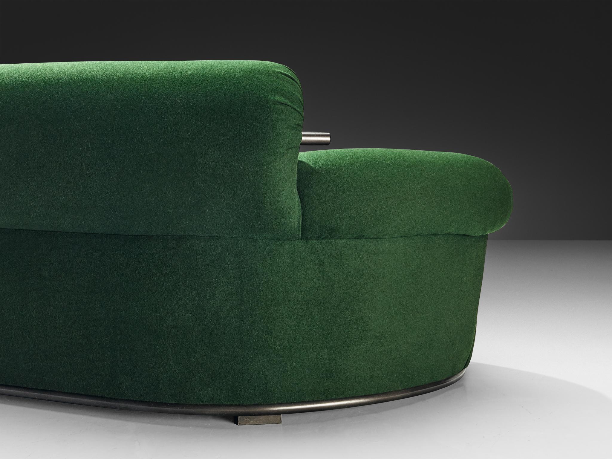 Mid-Century Modern Luigi Caccia Dominioni for Azucena ‘Toro’ Sofa in Dark Forest Green Upholstery For Sale