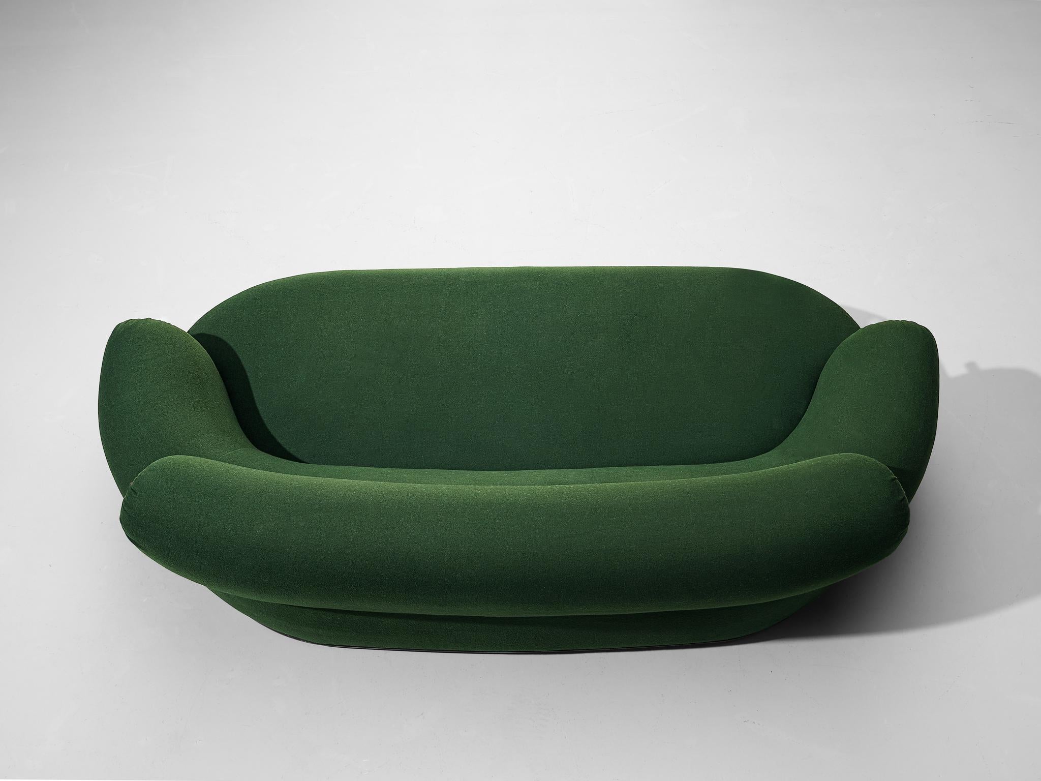 Italian Luigi Caccia Dominioni for Azucena ‘Toro’ Sofa in Dark Forest Green Upholstery For Sale