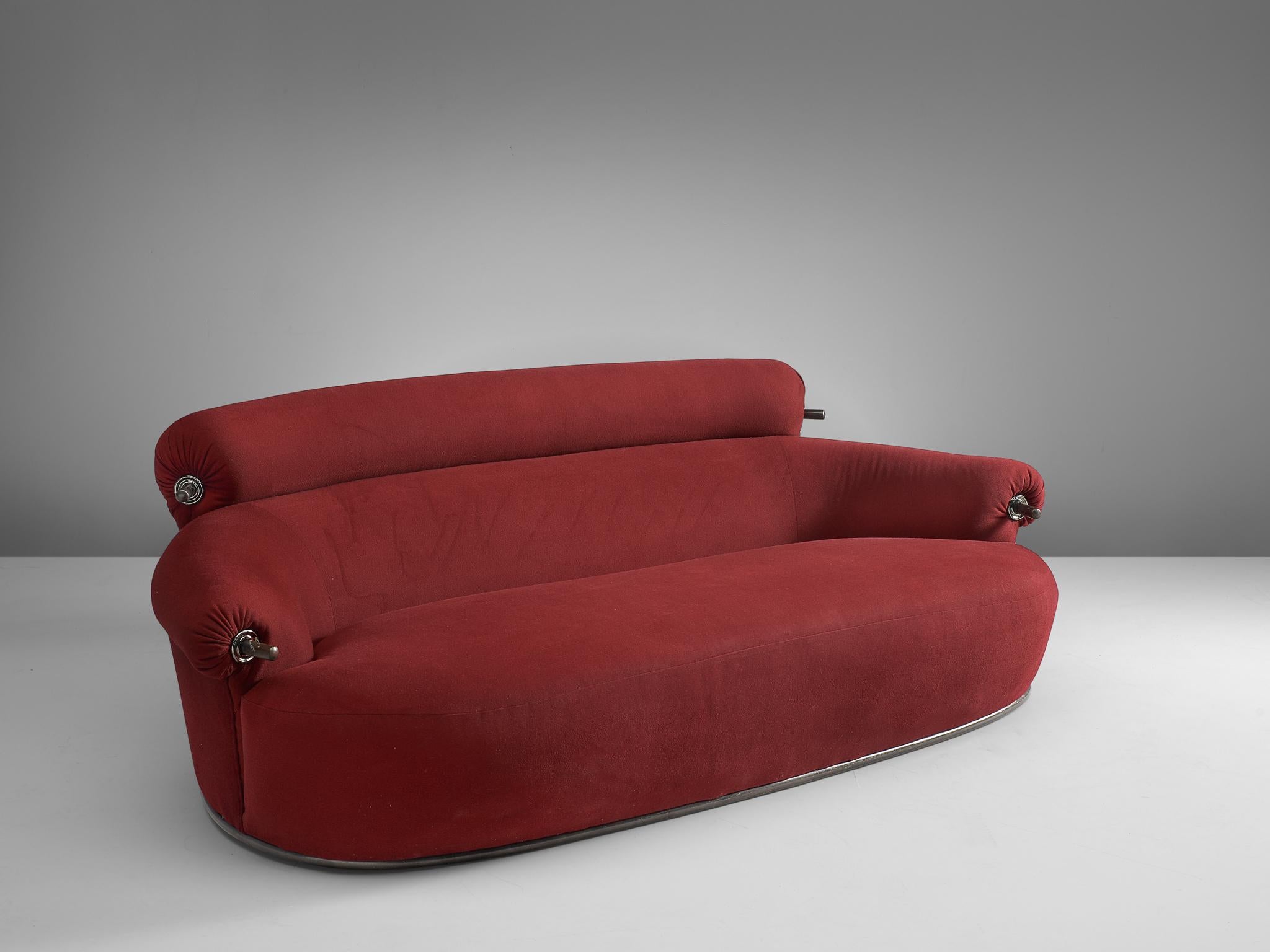 Mid-Century Modern Luigi Caccia Dominioni for Azucena, Toro Sofa, Red Fabric, Italy