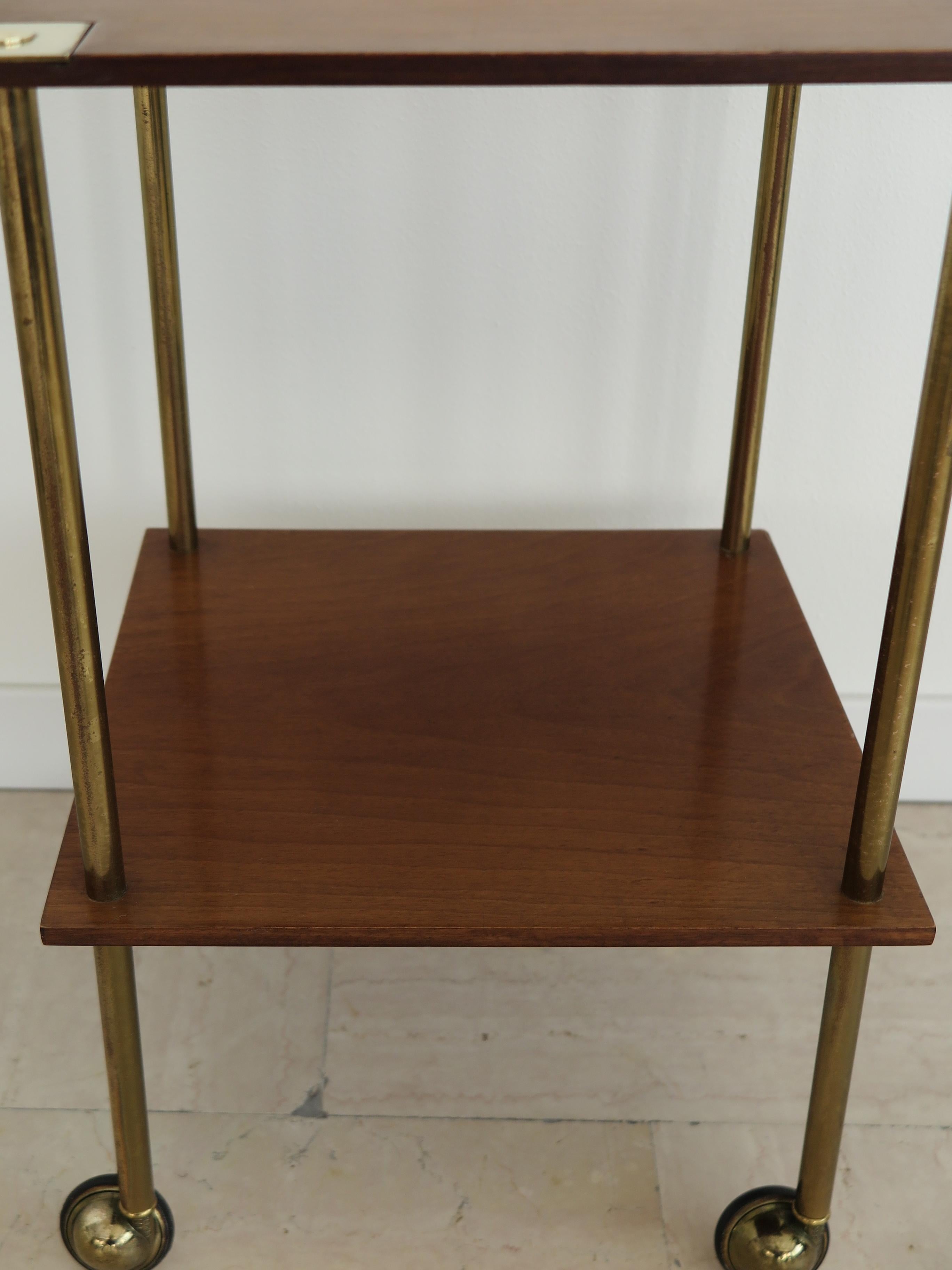 Luigi Caccia Dominioni Italian Midcentuty Brass Wood Cart Table for Azucena 1955 7