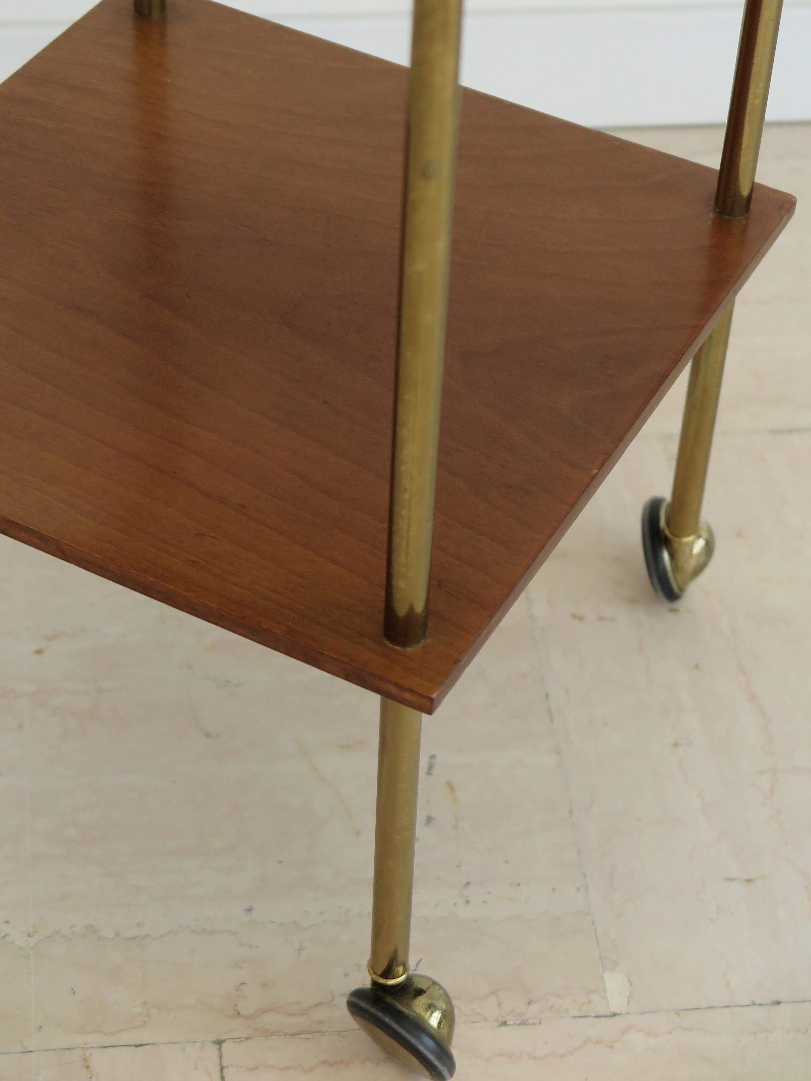 Luigi Caccia Dominioni Italian Midcentuty Brass Wood Cart Table for Azucena 1955 8