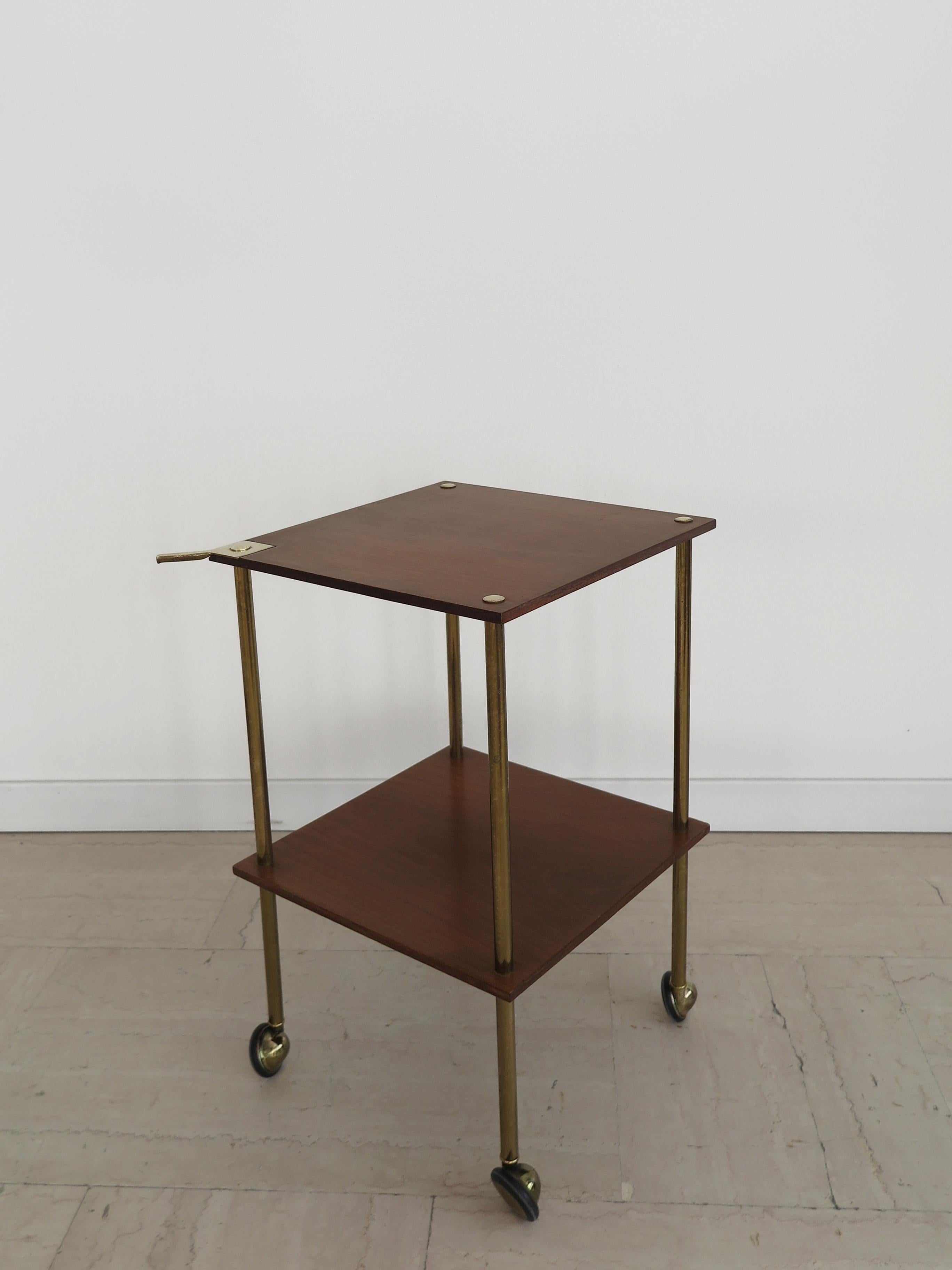 Mid-Century Modern Luigi Caccia Dominioni Italian Midcentuty Brass Wood Cart Table for Azucena 1955