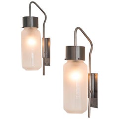 Luigi Caccia Dominioni:: LP10 Wall Lamps / Sconces:: Steel:: Frosted Glass:: 1958