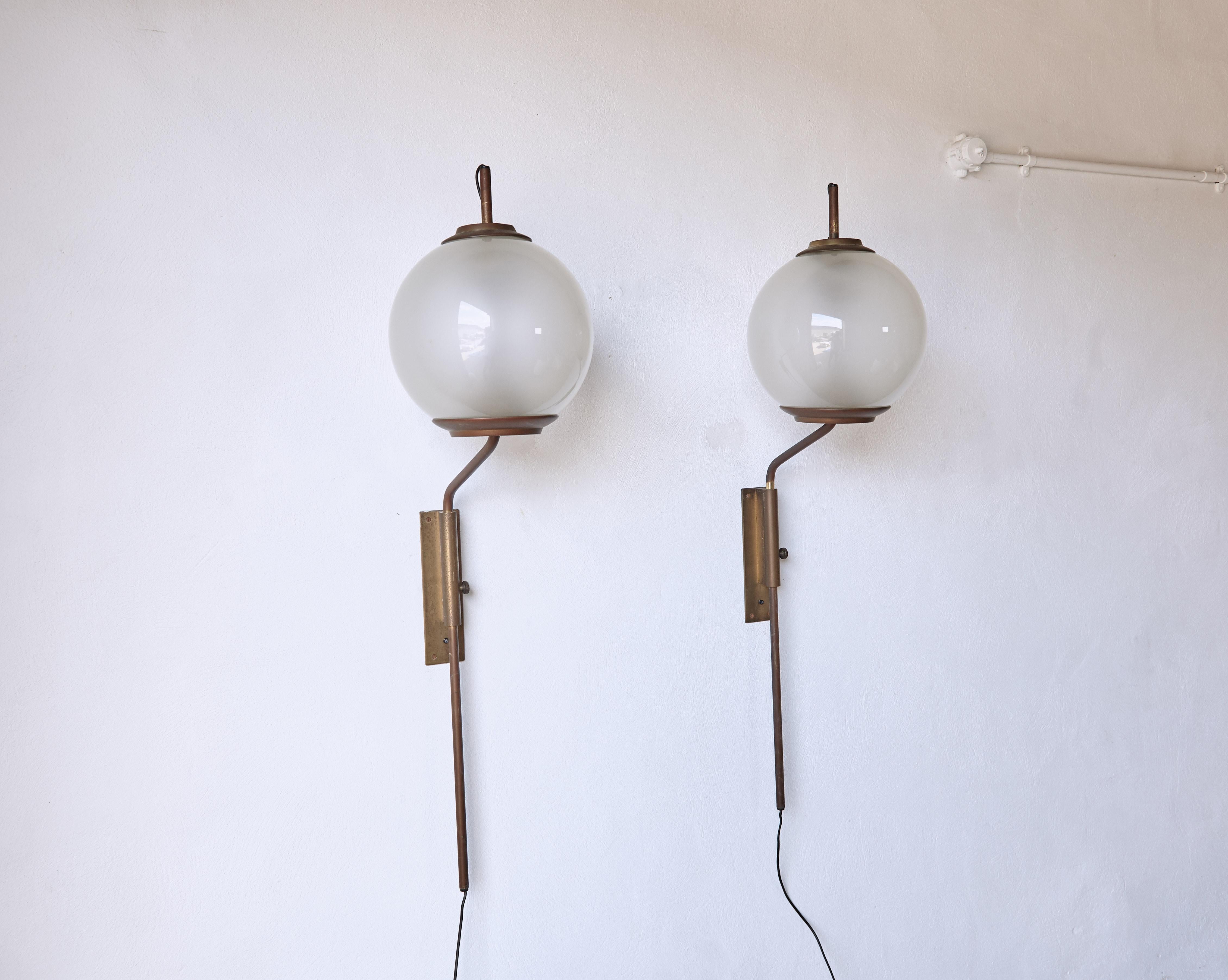 Brass Luigi Caccia Dominioni LP11 / Pallone Wall Lamps, Azucena, Italy, 1950s