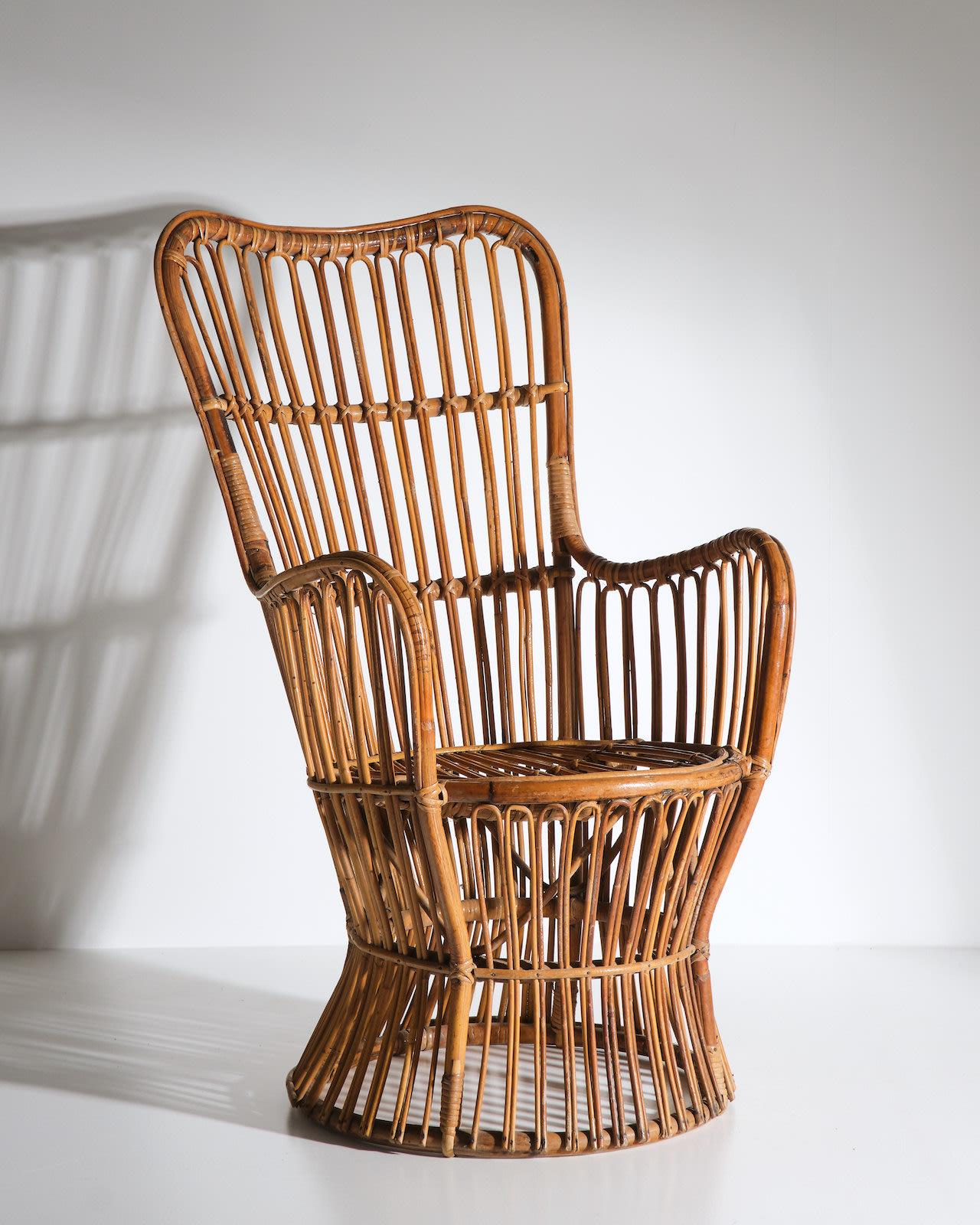 c.anni '60
Bambù e rattan
H95 x W54 x D64 cm
