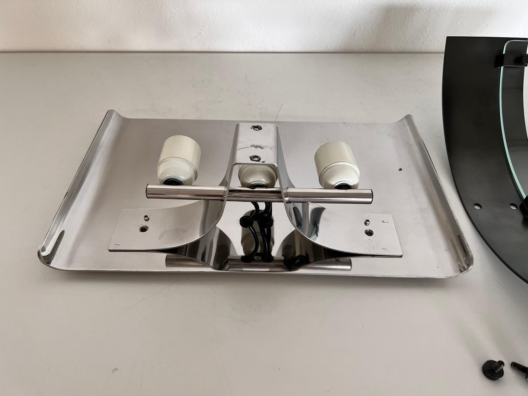 Luigi Caccia Dominioni Pair Wall Sconces LP19 Monaco in Steel and Glass, 1970s For Sale 8