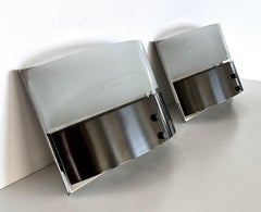 Luigi Caccia Dominioni Pair Wall Sconces LP19 Monaco in Steel and Glass, 1970s