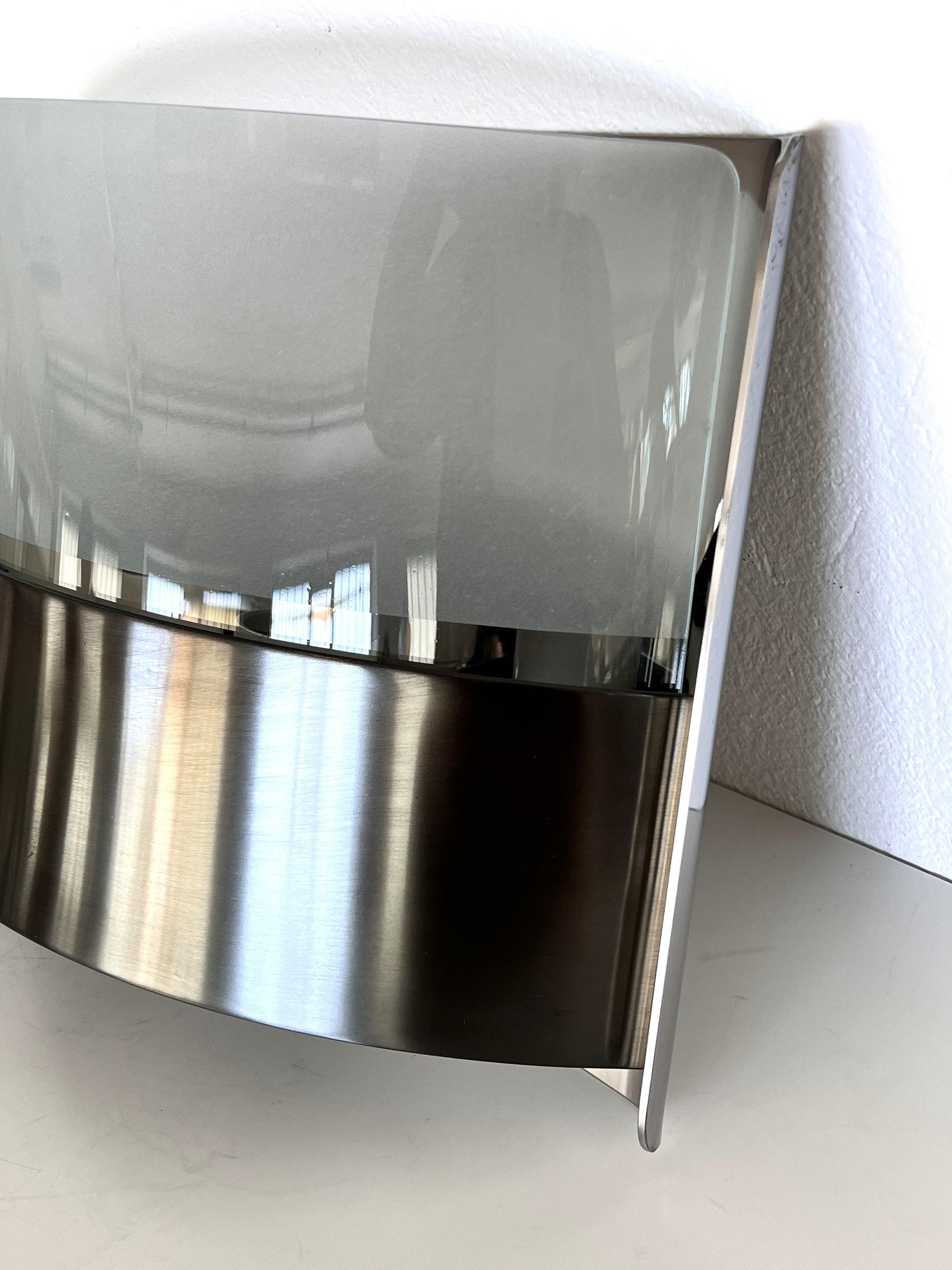 Italian Luigi Caccia Dominioni Pair Wall Sconces LP19 Monaco in Steel and Glass, 1970s For Sale