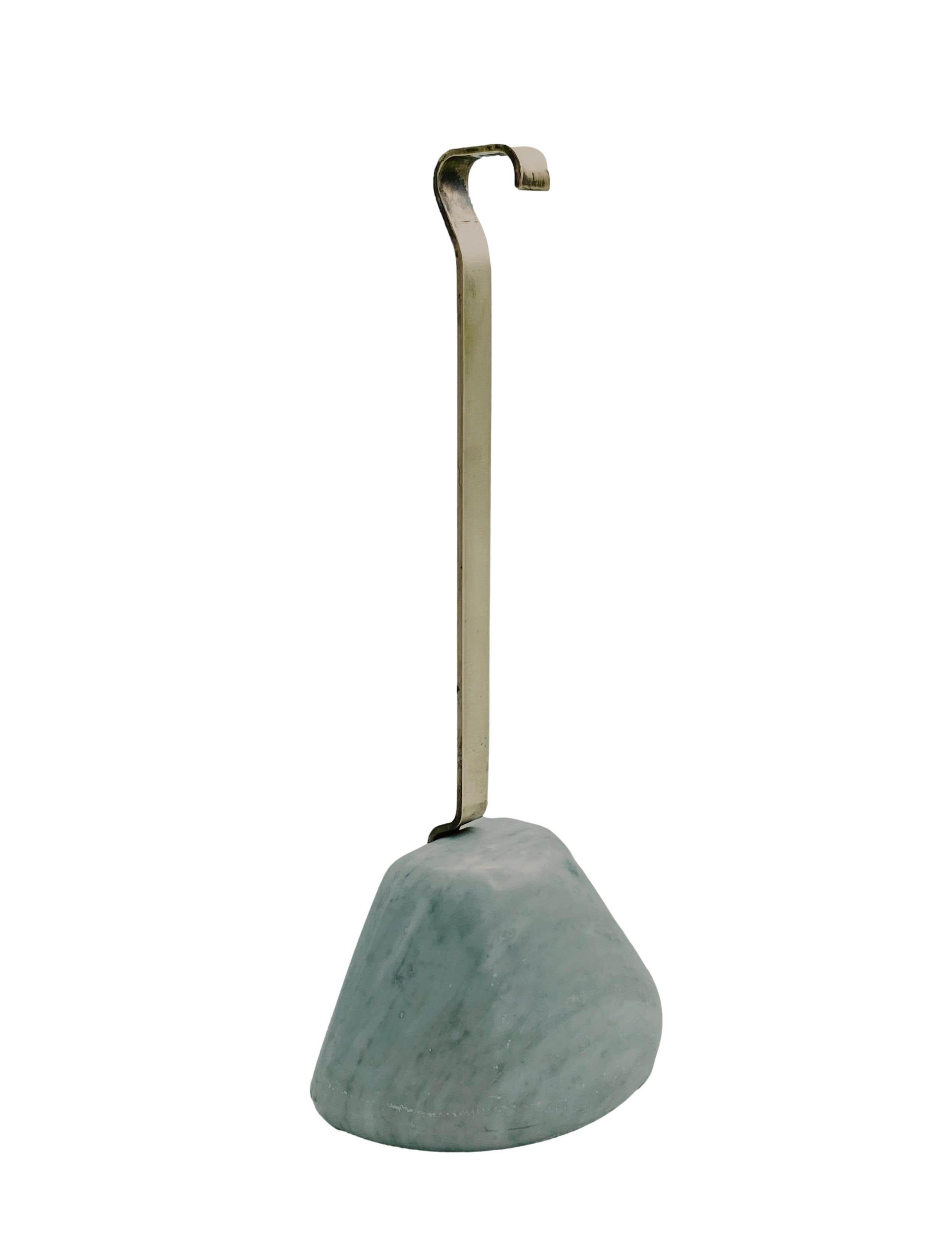 Luigi Caccia Dominioni doorstop for Azucena, with a brass handle on a grey marble base. 1960.