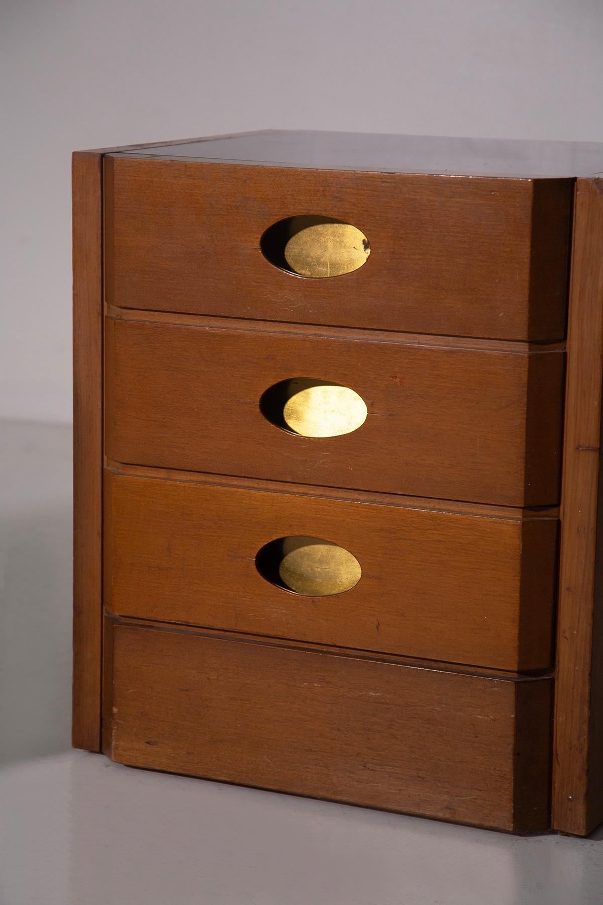 Italian Luigi Caccia Dominioni rare pair of bedside tables in brass For Sale