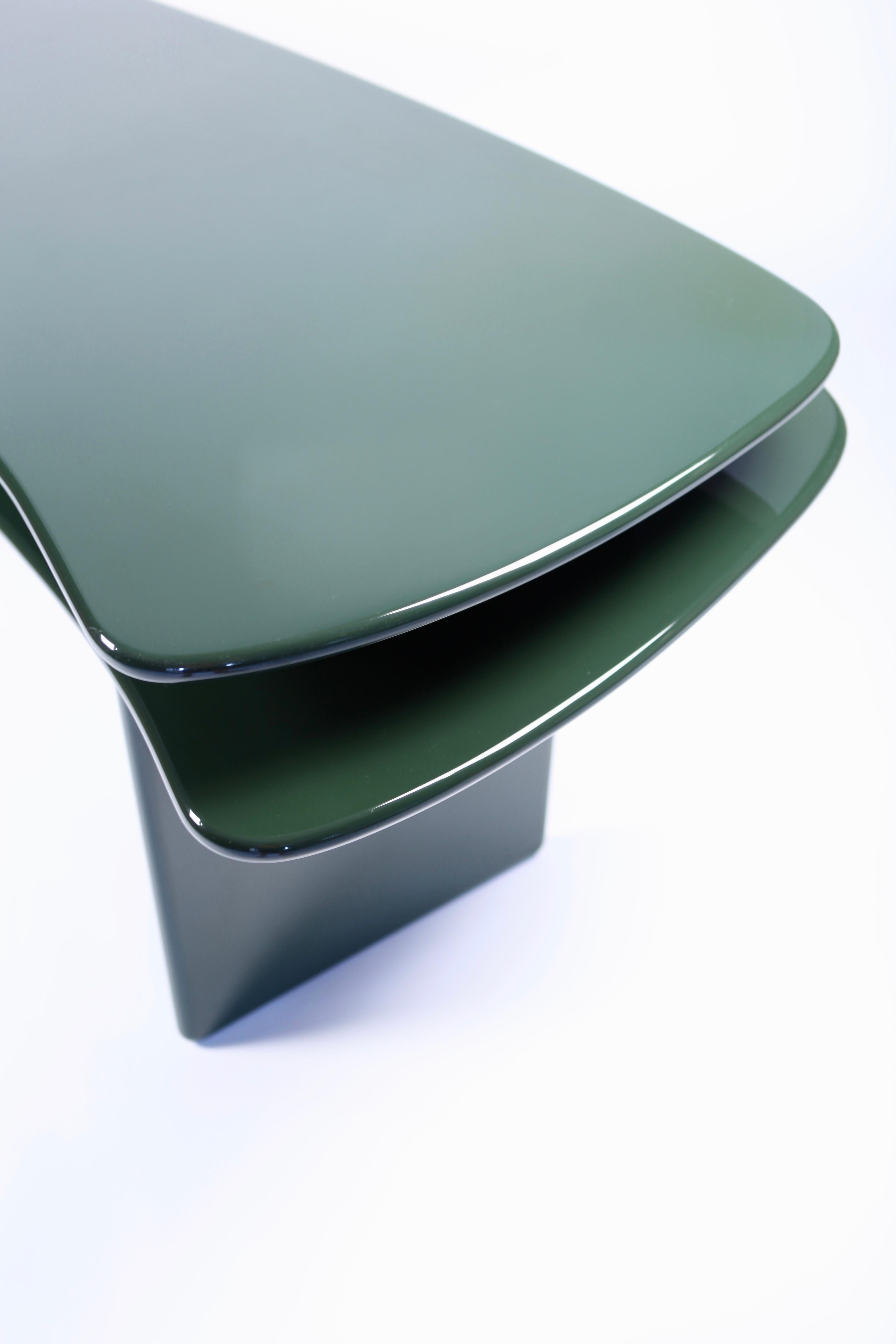 Mid-Century Modern Luigi Caccia Dominioni, Sciabola Desk SCR7 in Dark Green, Edition Azucena, 1979