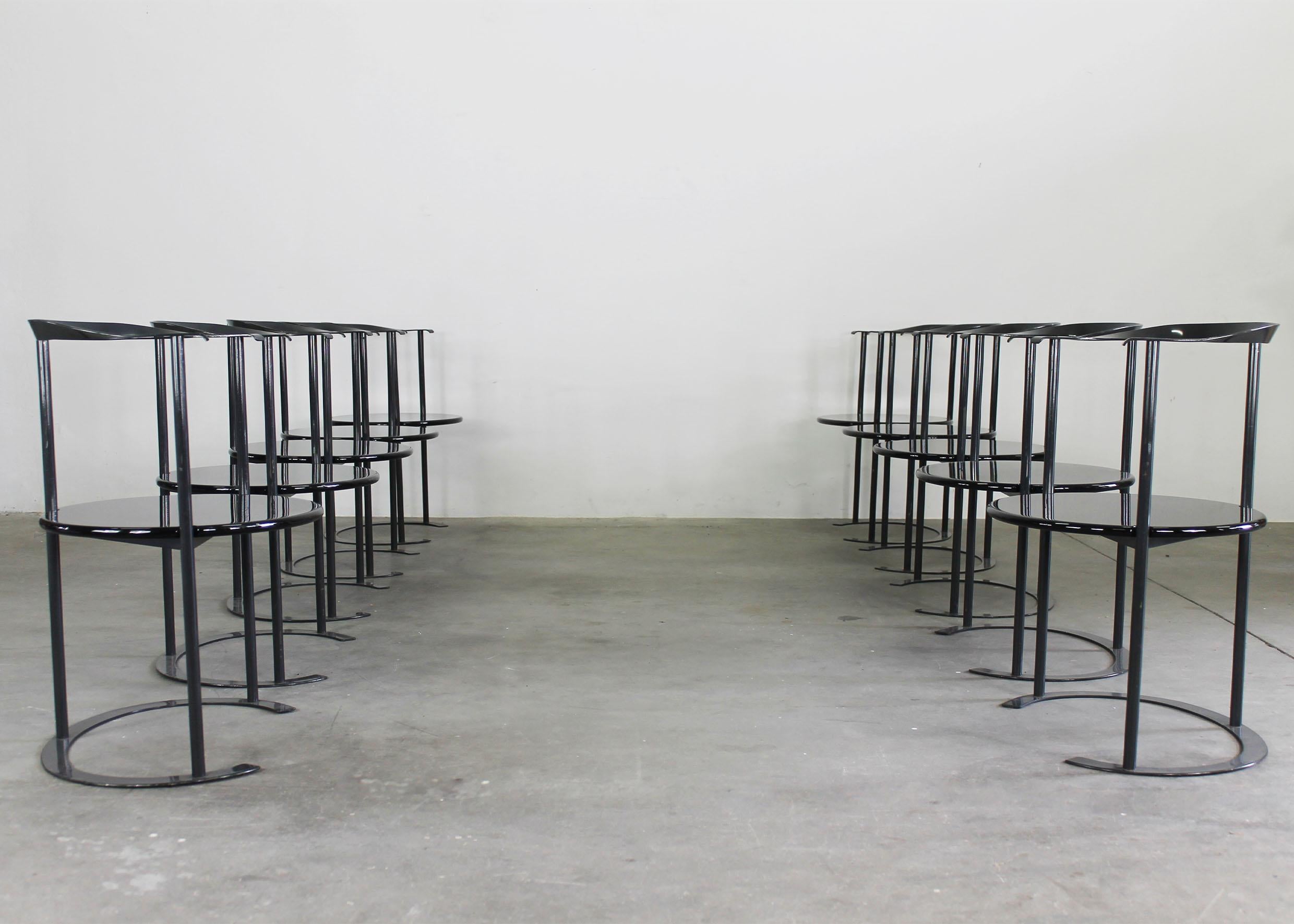 Luigi Caccia Dominioni Lot de dix chaises Catilina avec coussins en cuir Azucena Bon état - En vente à Montecatini Terme, IT
