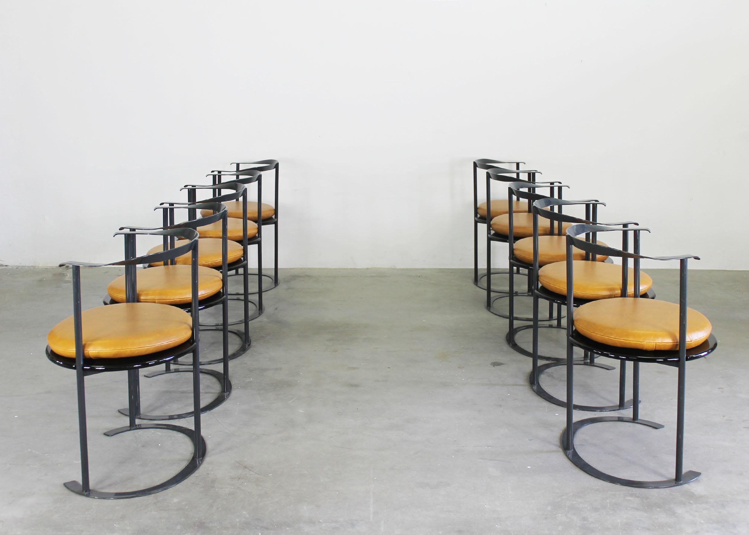 Luigi Caccia Dominioni Lot de dix chaises Catilina avec coussins en cuir Azucena en vente 1