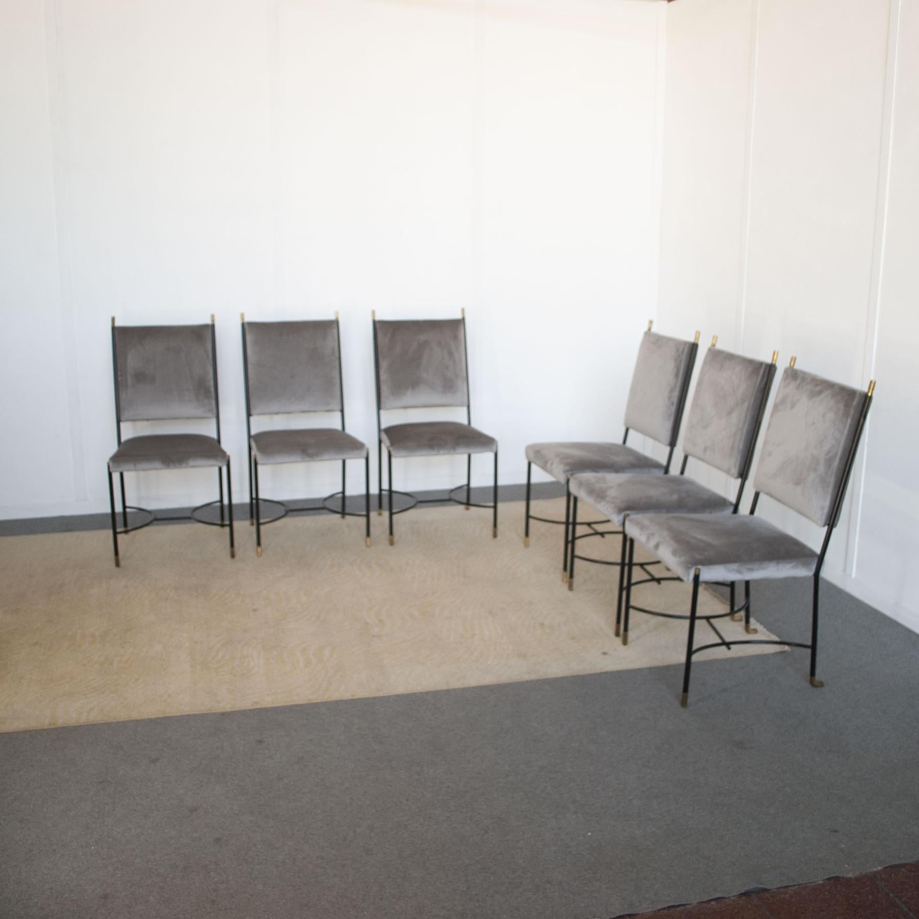 Metal  Luigi Caccia Dominioni set of the chairs from the sixties For Sale