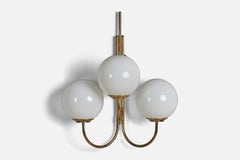 Luigi Caccia Dominioni, Sizeable Wall Light, Brass, Glass, Italy, 1950s