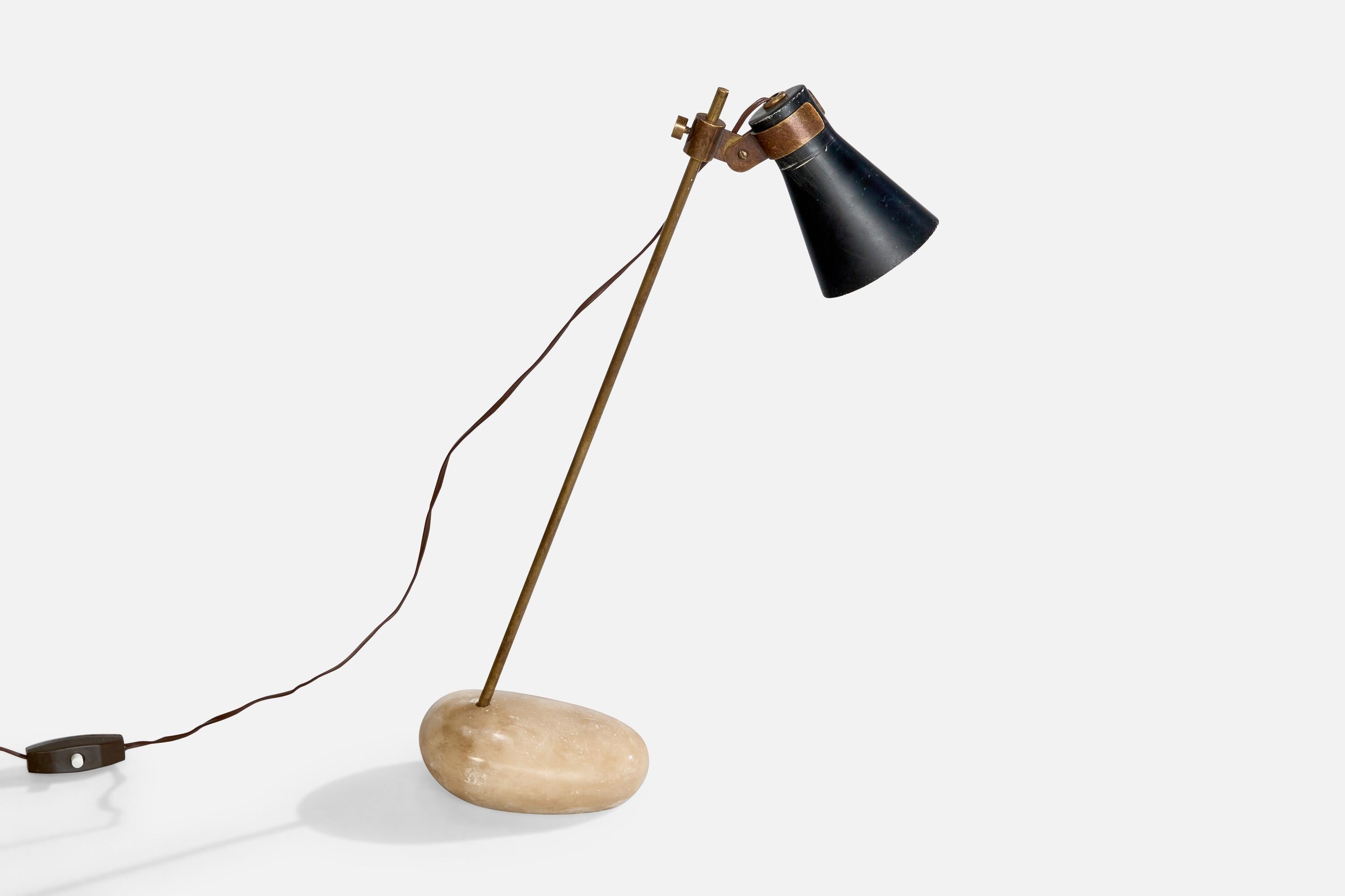 Mid-20th Century Luigi Caccia Dominioni, Table Lamp, Stone, Brass, Metal, Italy 1948 For Sale