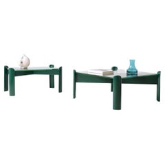Luigi Caccia Dominioni, two low living room tables in lacquered wood Vintage Luigi Caccia Dominioni, two low living room tables in lacquered wood