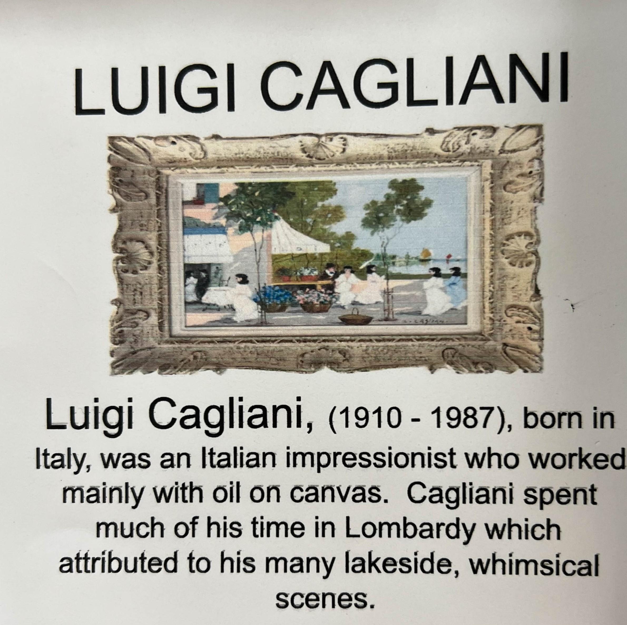 Mid-20th Century Luigi Cagliani (1910-1987), Oil on Canvas of a Parisian Street Scene For Sale