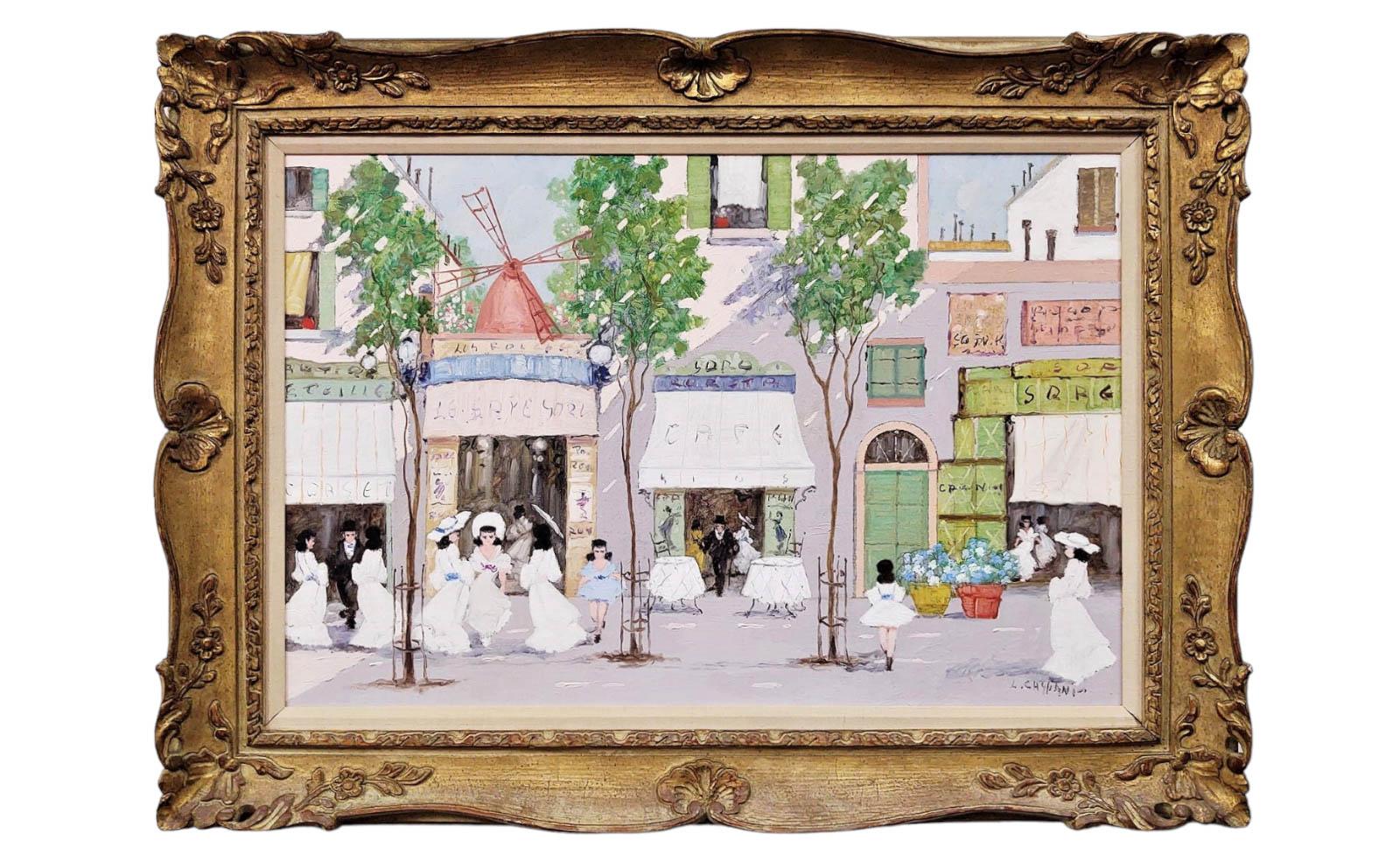French Luigi Cagliani (1910-1987), Oil on Canvas of a Parisian Street Scene For Sale