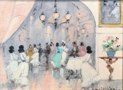 "Parisian Ballroom Scene with Figures" Impressionist Oil Painting on Canvas