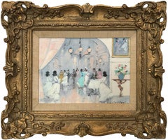 "Parisian Ballroom Scene with Figures" Impressionist Oil Painting on Canvas