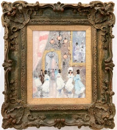 "Parisian Interior Scene with Figures" Impressionist Oil Painting on Canvas 