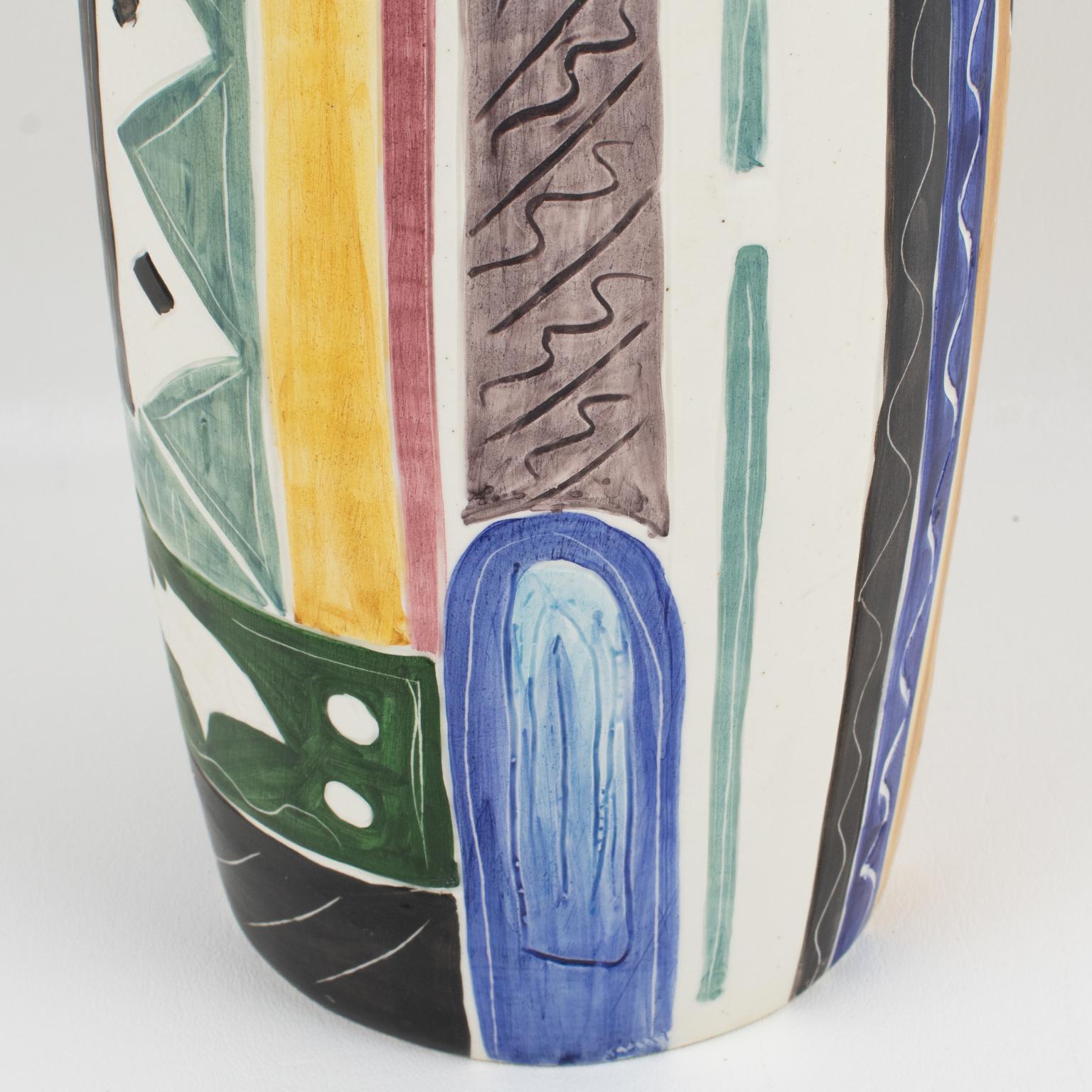 Luigi Carron for Alcyone Mid-Century Ceramic Vase, Italy 1950s For Sale 6