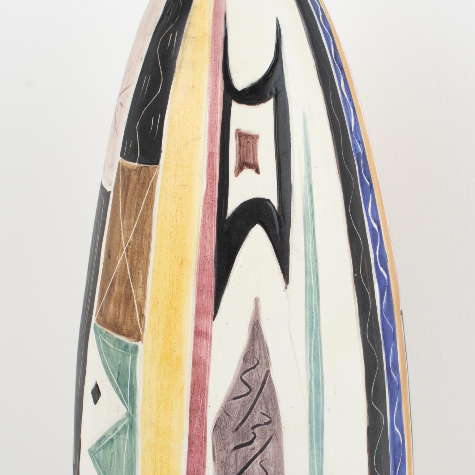 Luigi Carron for Alcyone Mid-Century Ceramic Vase, Italy 1950s For Sale 7