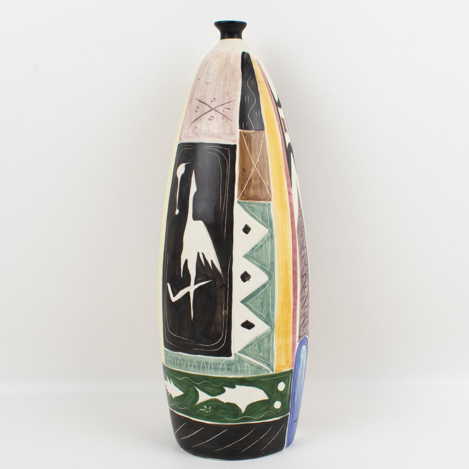Mid-Century Modern Luigi Carron for Alcyone Mid-Century Ceramic Vase, Italy 1950s For Sale