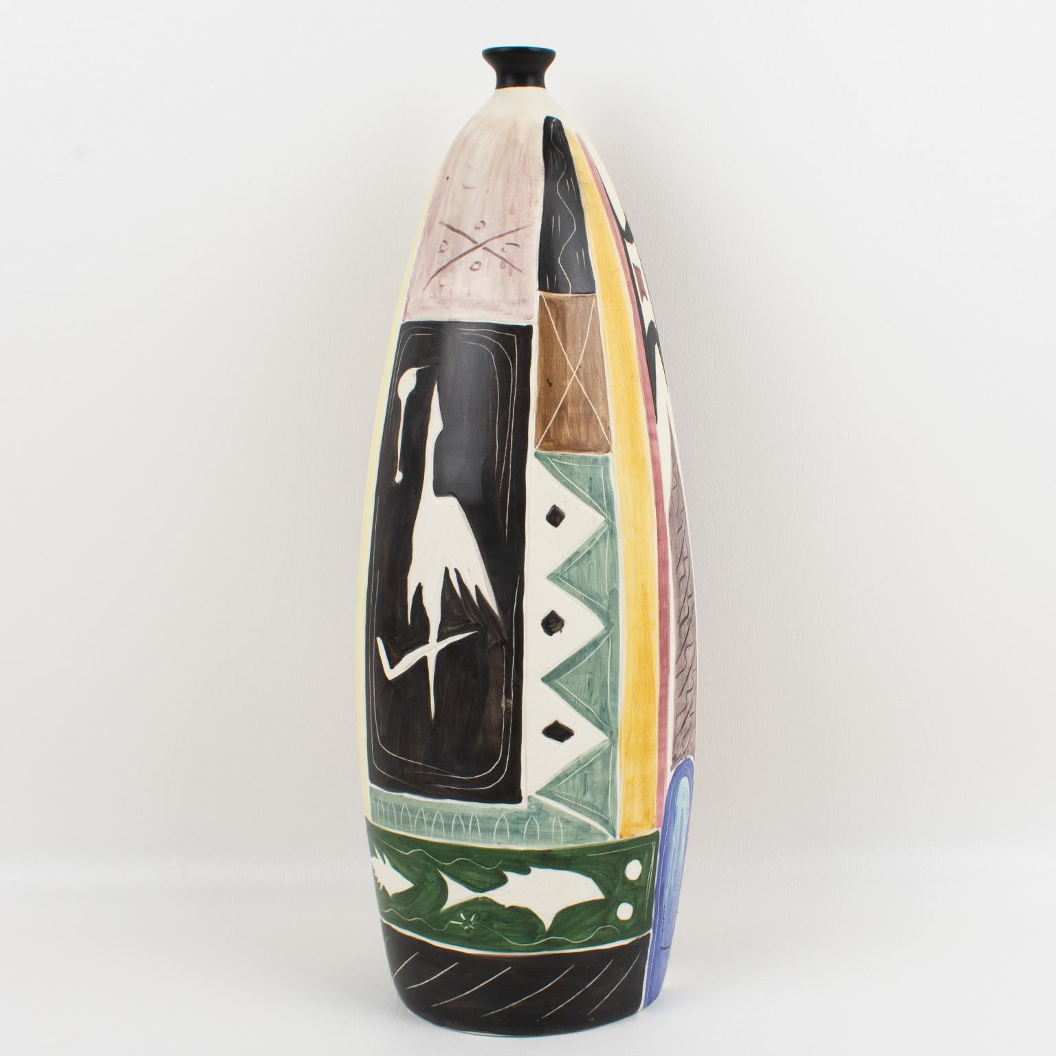Italian Luigi Carron for Alcyone Mid-Century Ceramic Vase, Italy 1950s For Sale