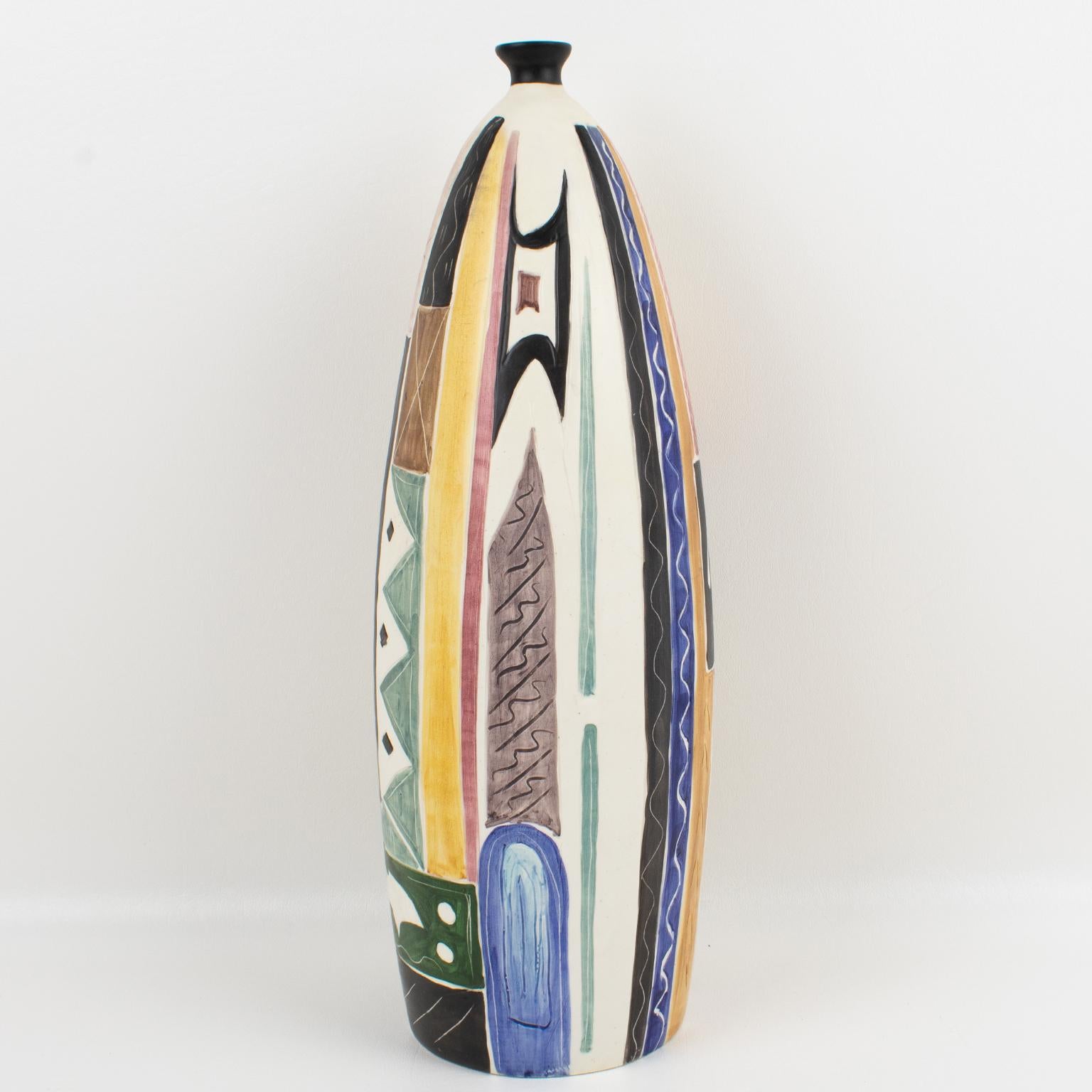 Luigi Carron for Alcyone Mid-Century Ceramic Vase, Italy 1950s In Excellent Condition In Atlanta, GA